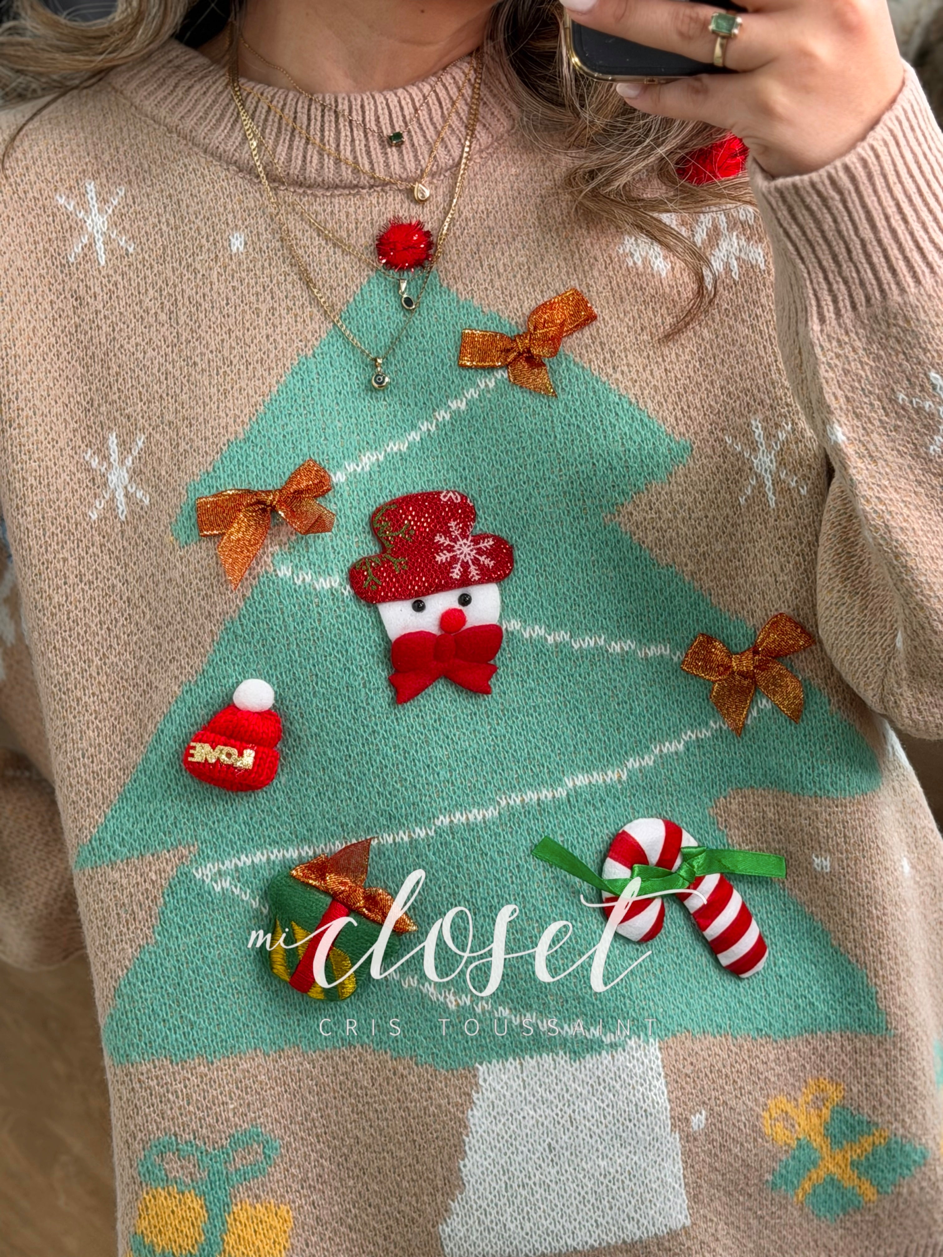 SWEATER NAVIDEÑO CON ACCESORIOS EN 3D