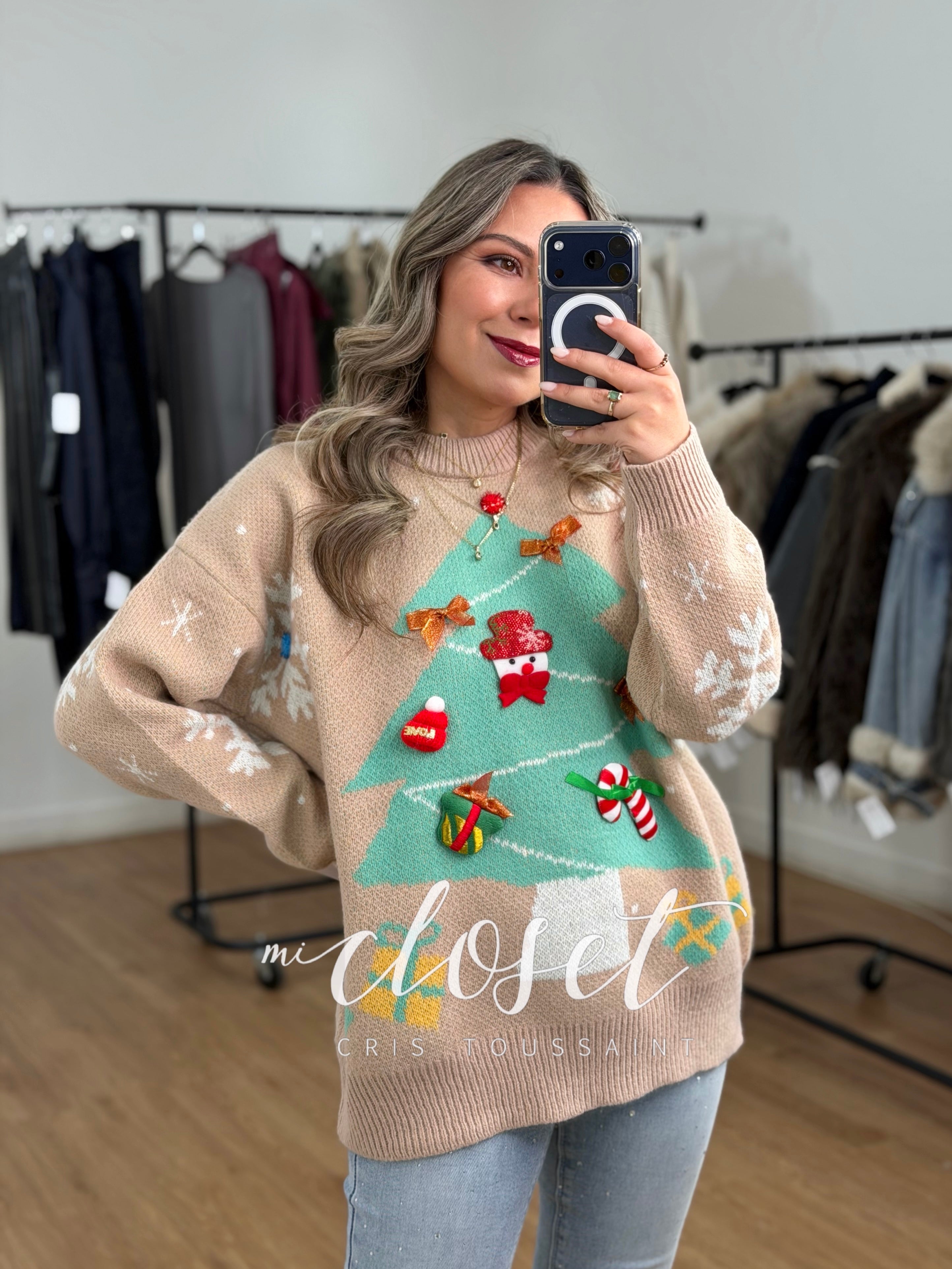 SWEATER NAVIDEÑO CON ACCESORIOS EN 3D