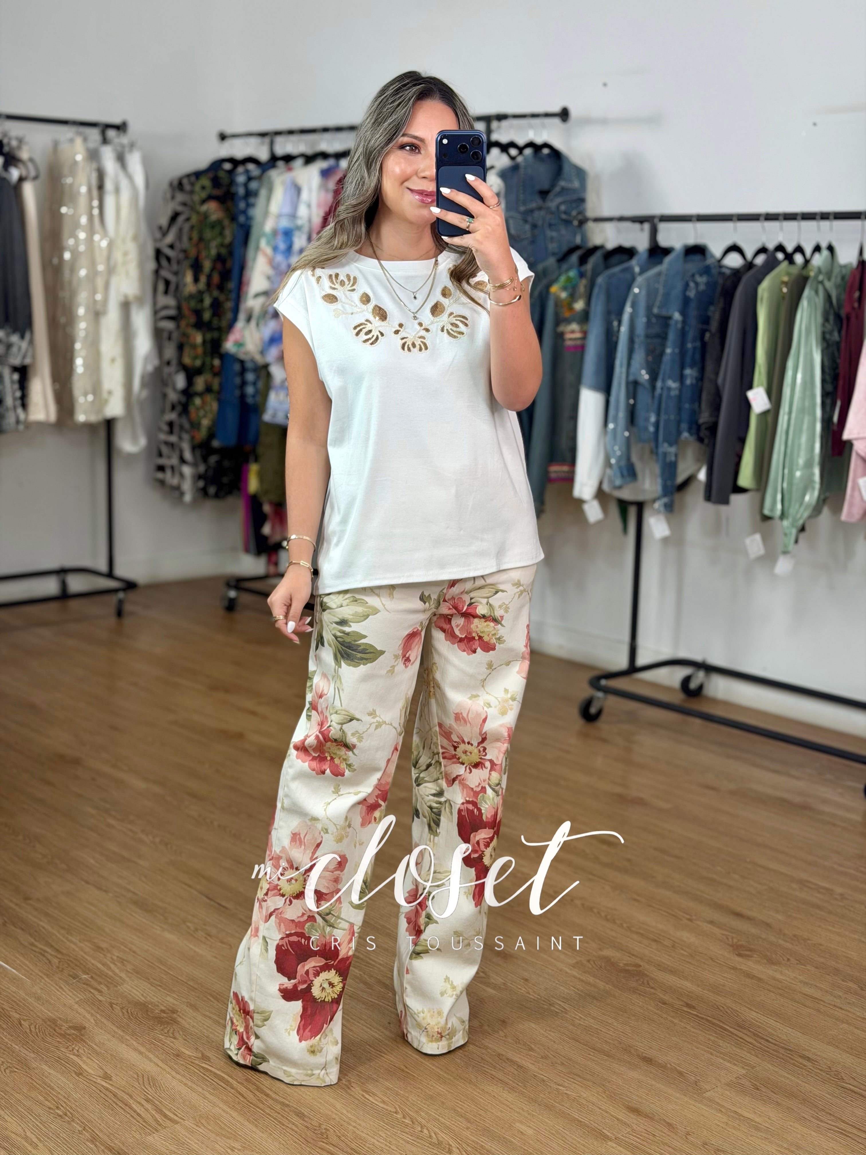 JEANS STRETCH RECTOS, ESTAMPADO