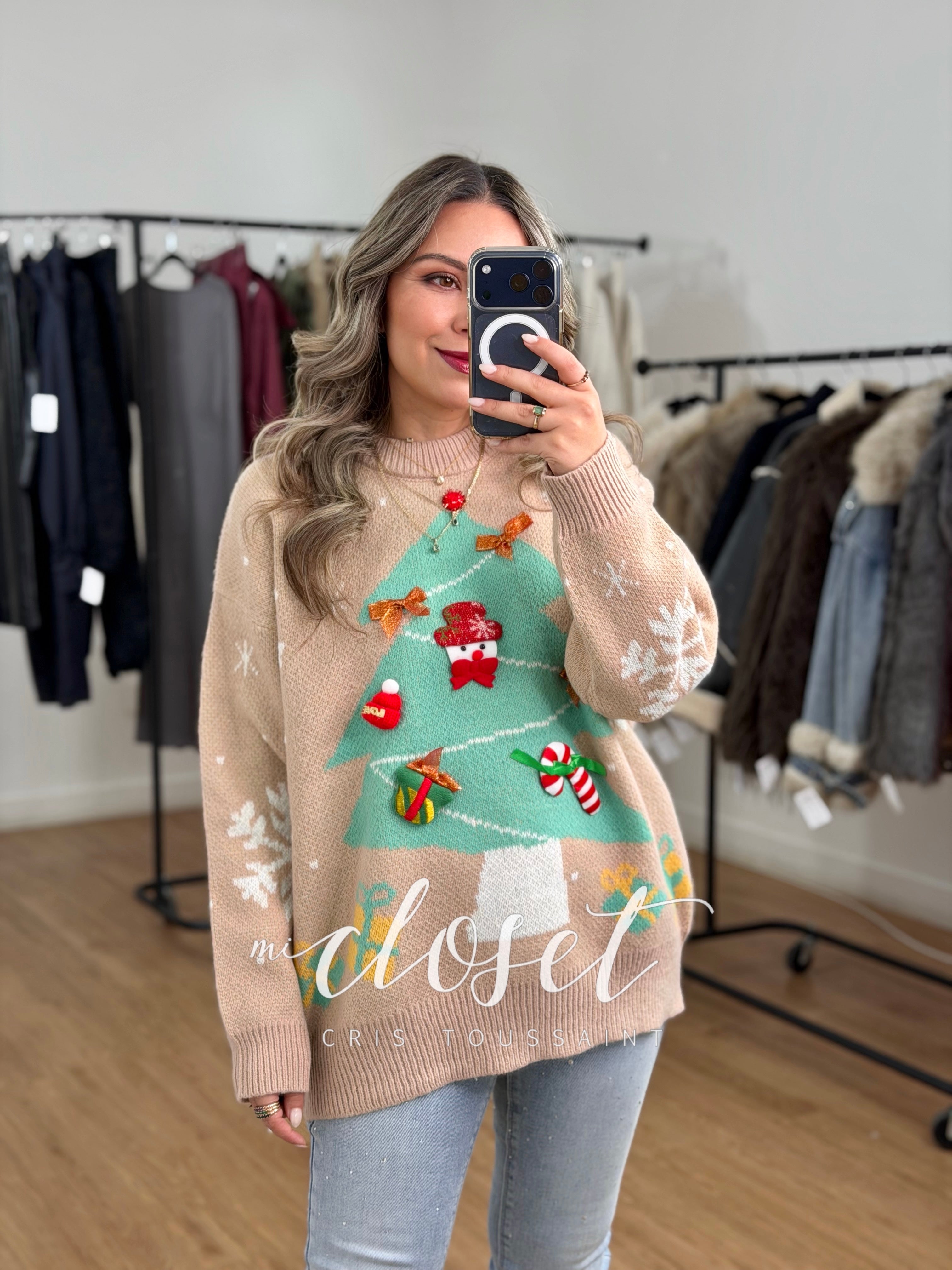 SWEATER NAVIDEÑO CON ACCESORIOS EN 3D