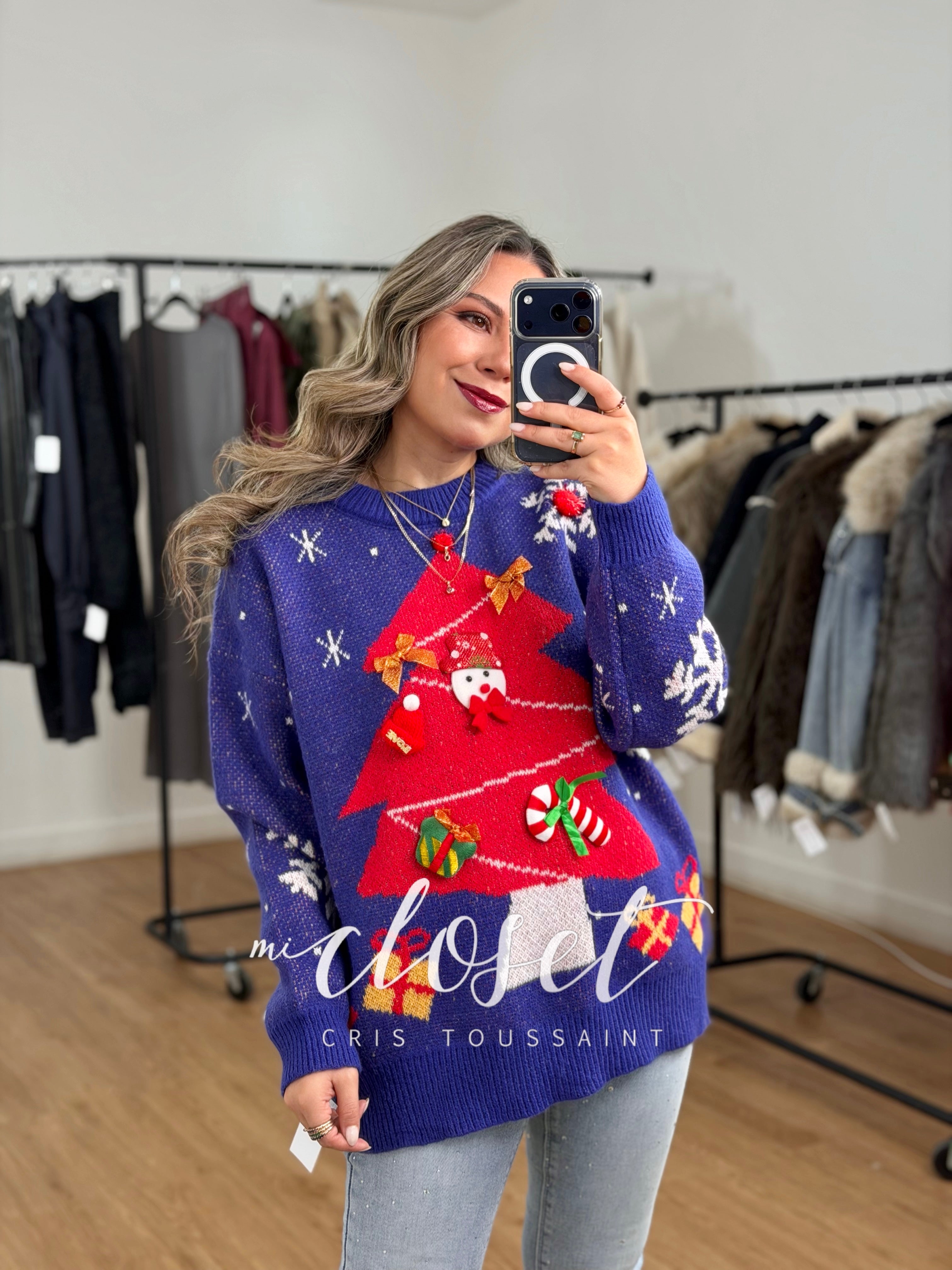 SWEATER NAVIDEÑO CON ACCESORIOS EN 3D