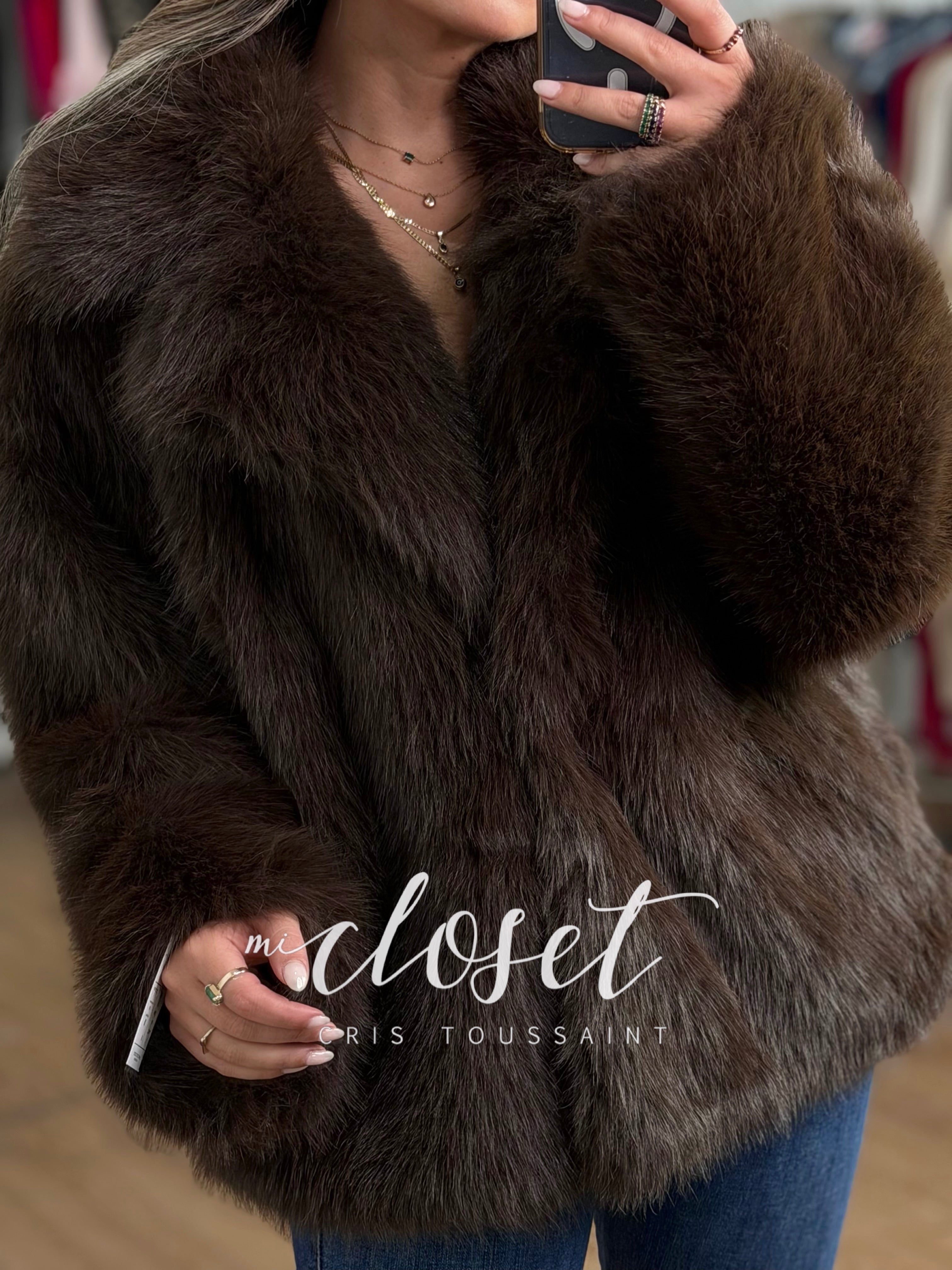 ABRIGO TIPO MINK (SINTÉTICO), SÚPER SUAVE