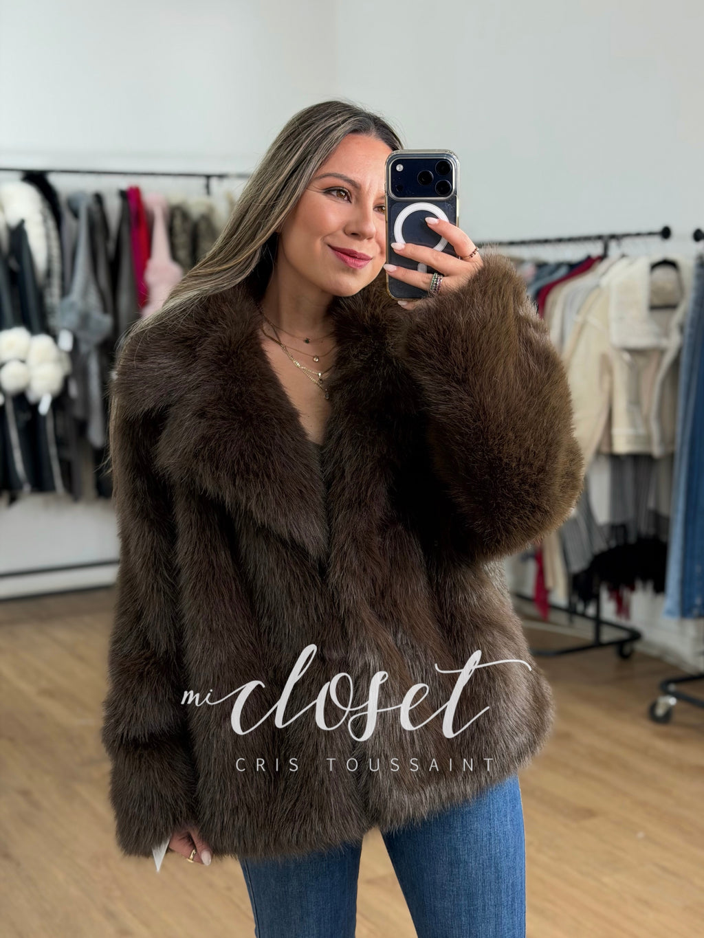 ABRIGO TIPO MINK (SINTÉTICO), SÚPER SUAVE