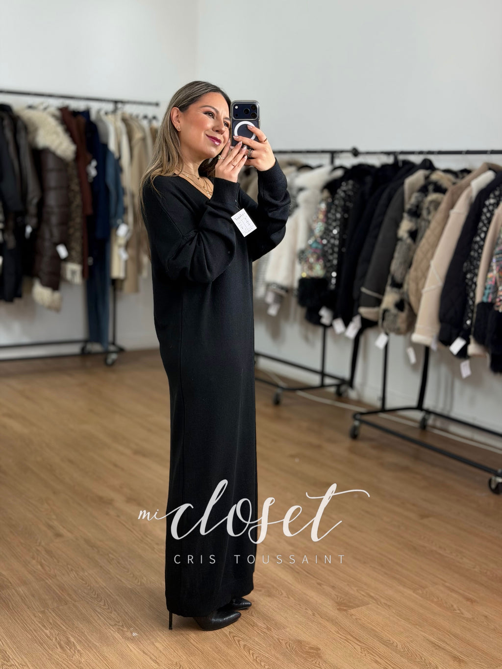 MAXI SWEATER CON CUELLO V