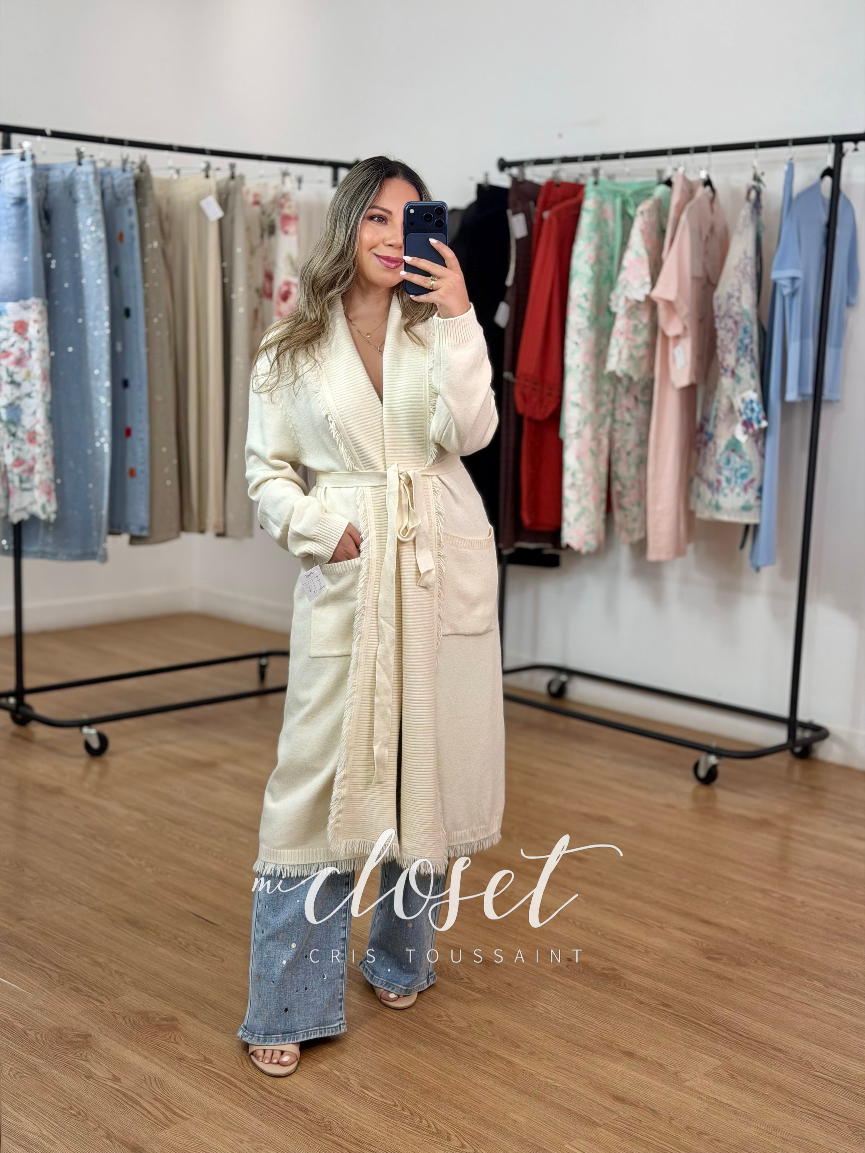 MAXI SWEATER STRETCH SÚPER SUAVE CON CINTA AJUSTABLE
