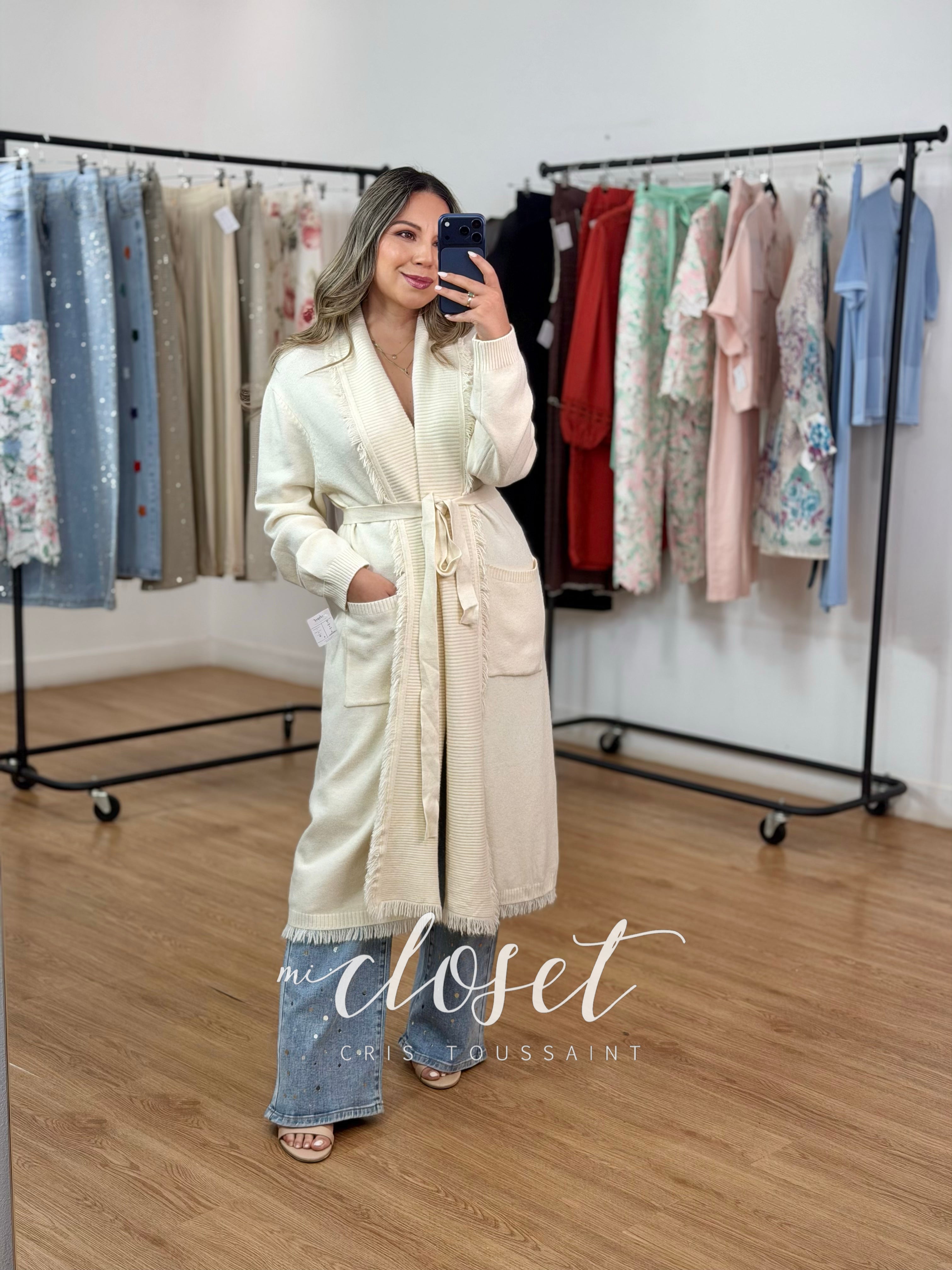 MAXI SWEATER STRETCH SÚPER SUAVE CON CINTA AJUSTABLE