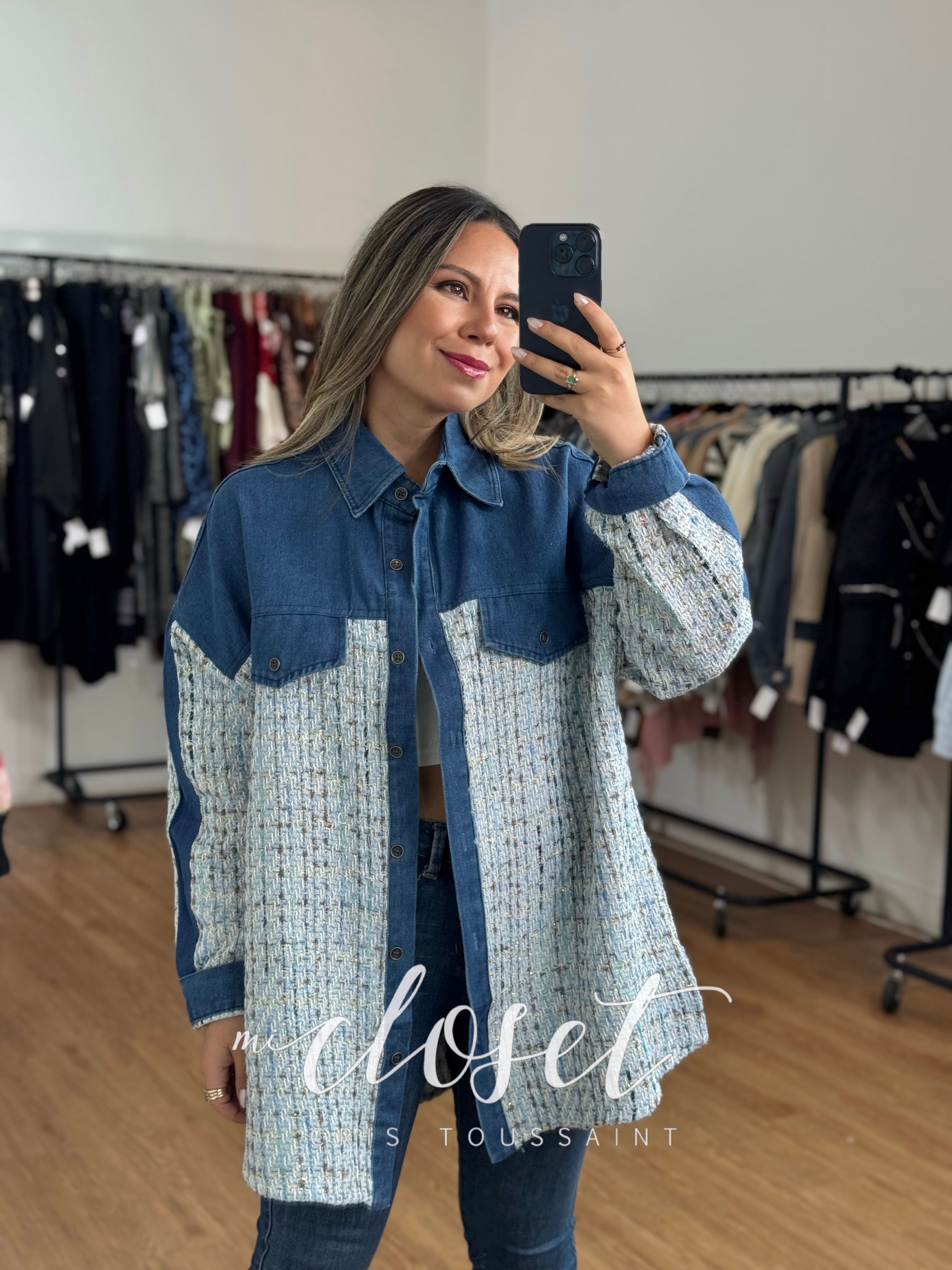 CAMISOLA DOBLE TEXTURA TIPO TWEED CON HILOS BRILLOSOS