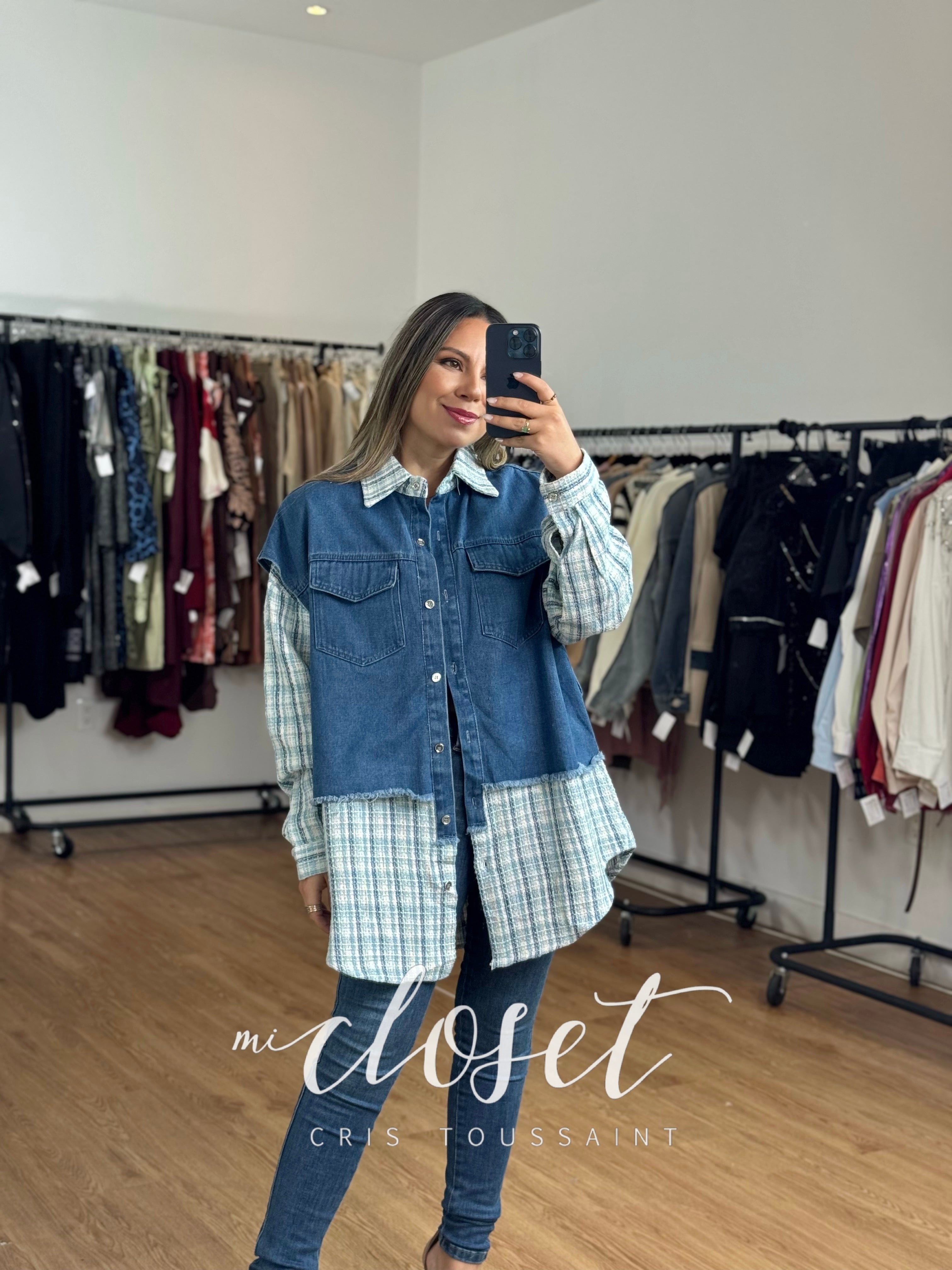 CAMISOLA CON CHALECO ADHERIDO DOBLE TEXTURA