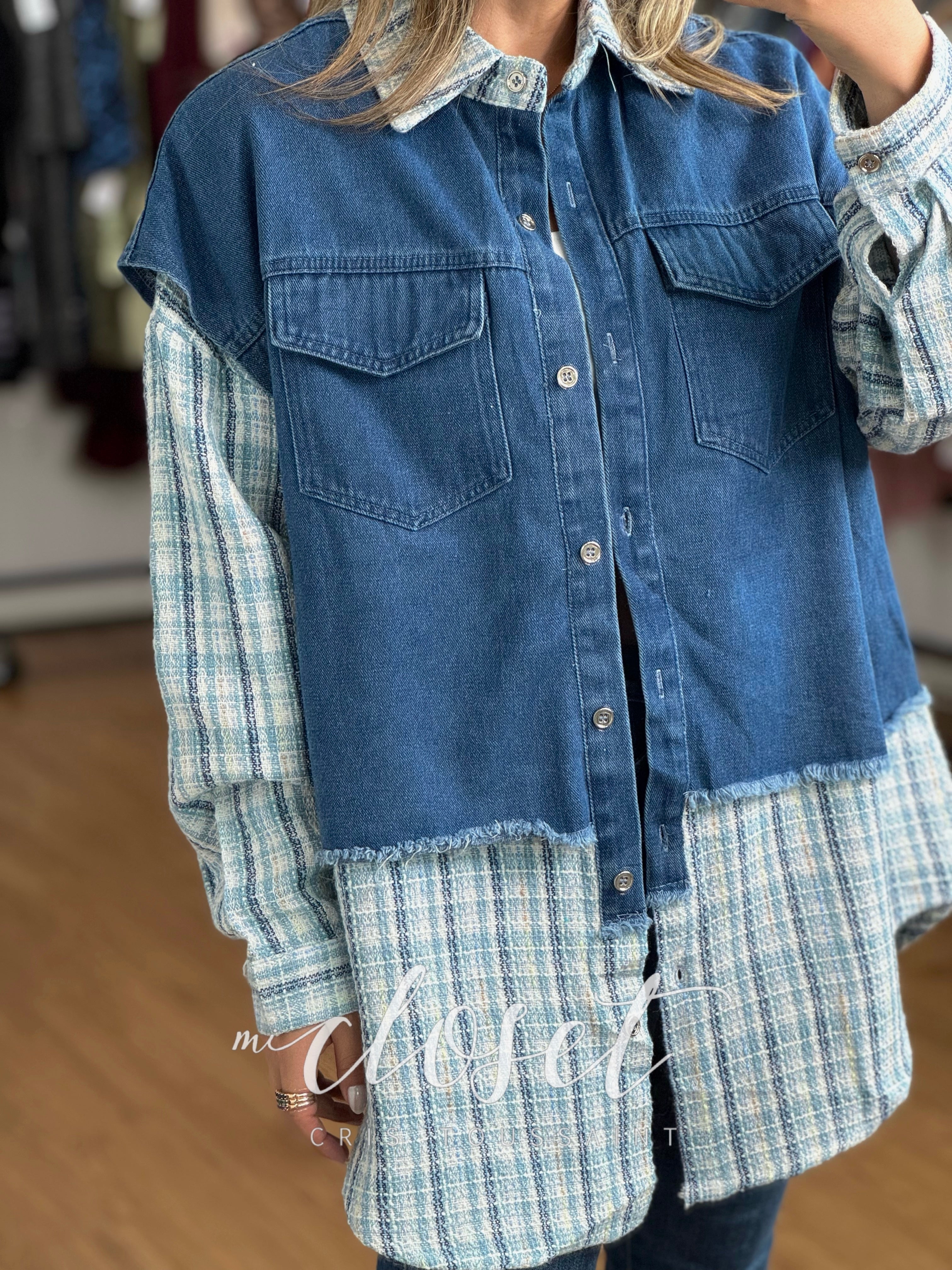 CAMISOLA CON CHALECO ADHERIDO DOBLE TEXTURA