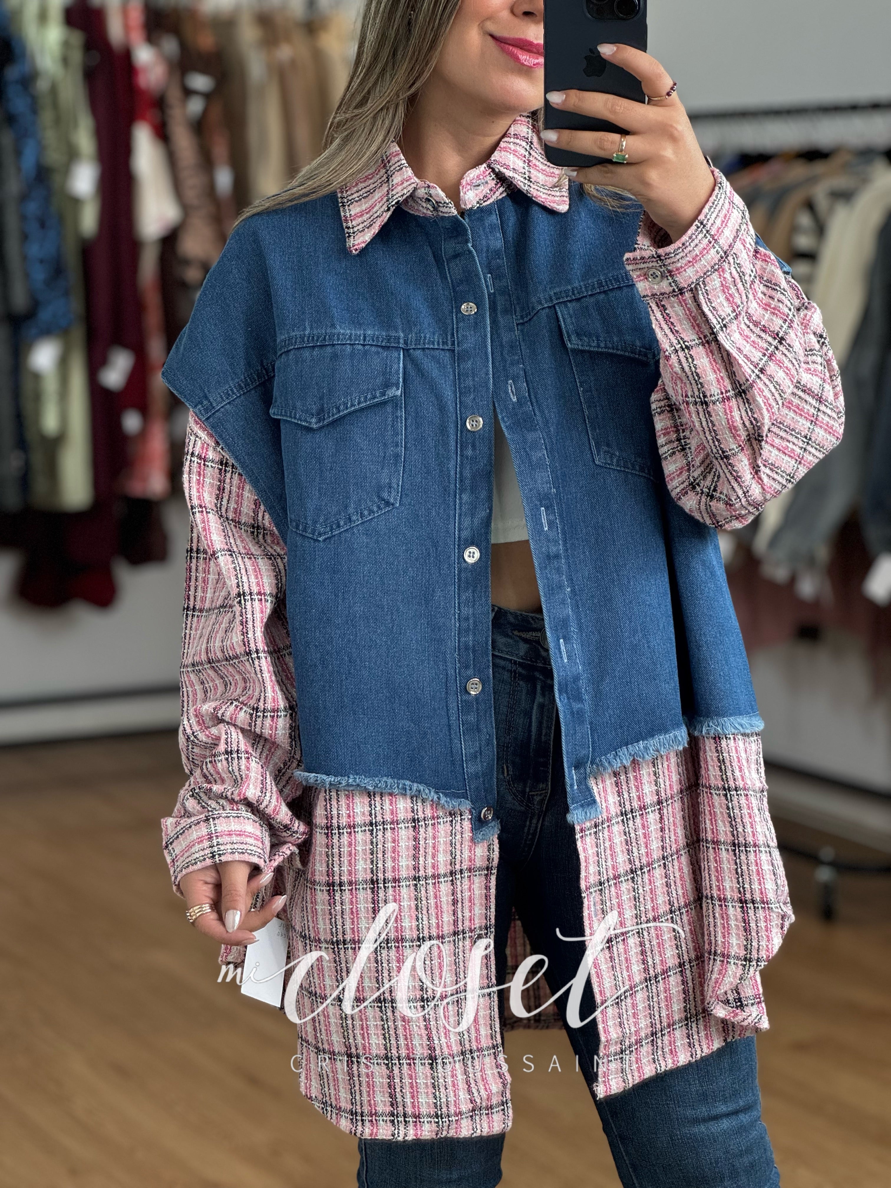 CAMISOLA CON CHALECO ADHERIDO DOBLE TEXTURA
