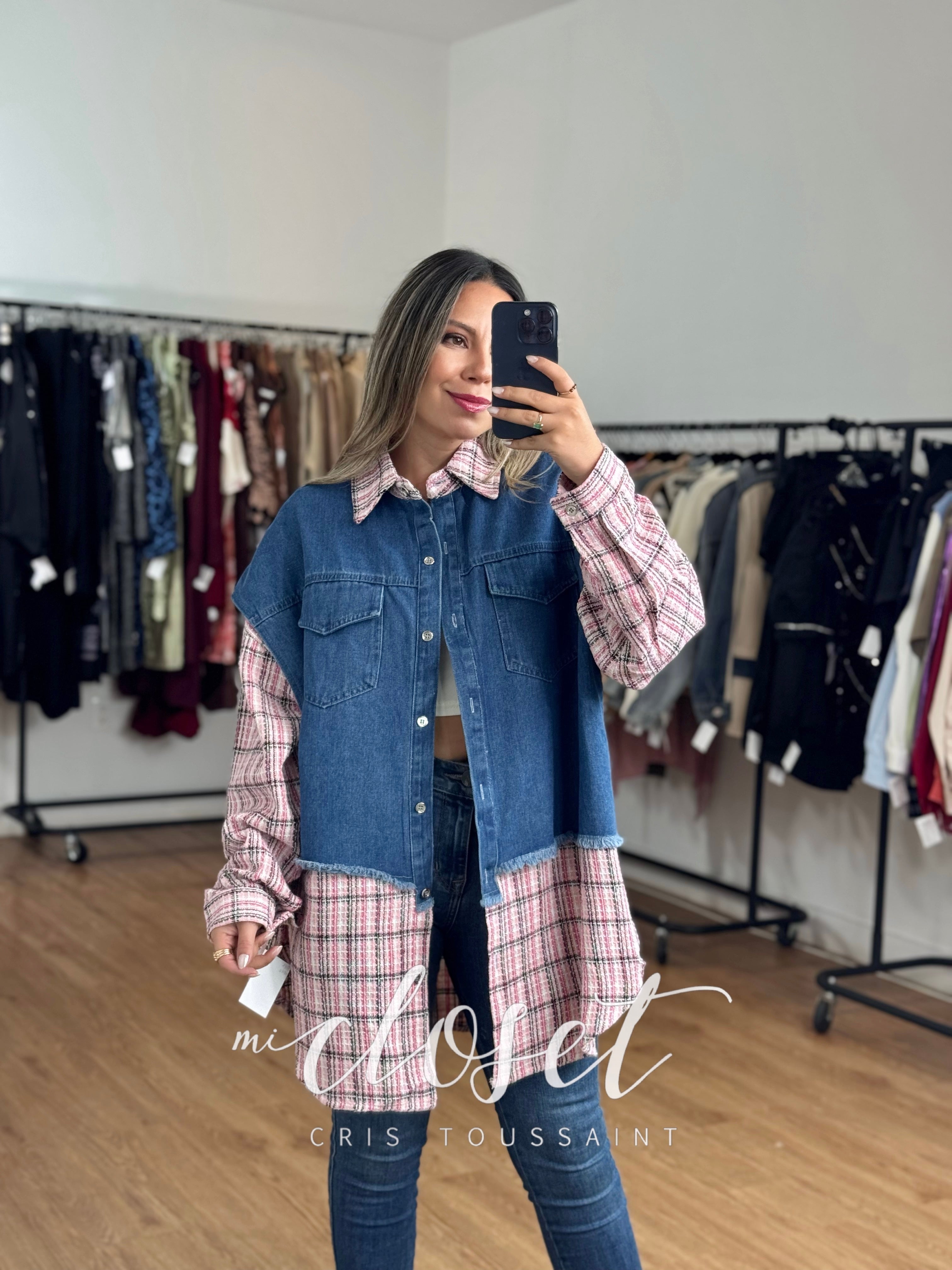 CAMISOLA CON CHALECO ADHERIDO DOBLE TEXTURA