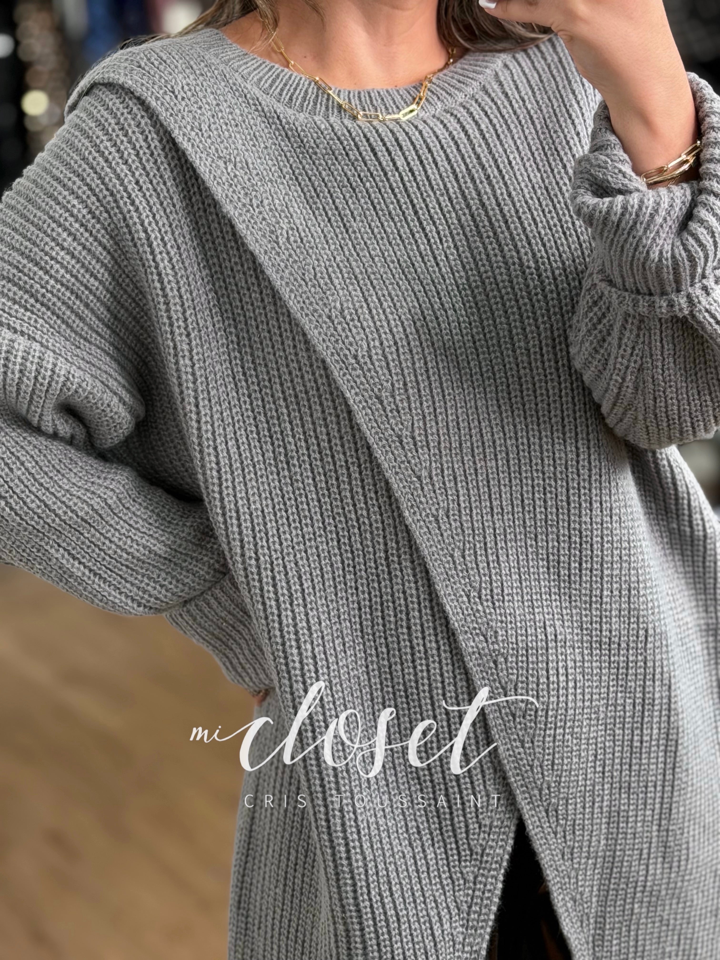 SWEATER TEJIDO TIPO CAPA LARGO CON ABERTURA EN FRENTE, SÚPER SUAVE