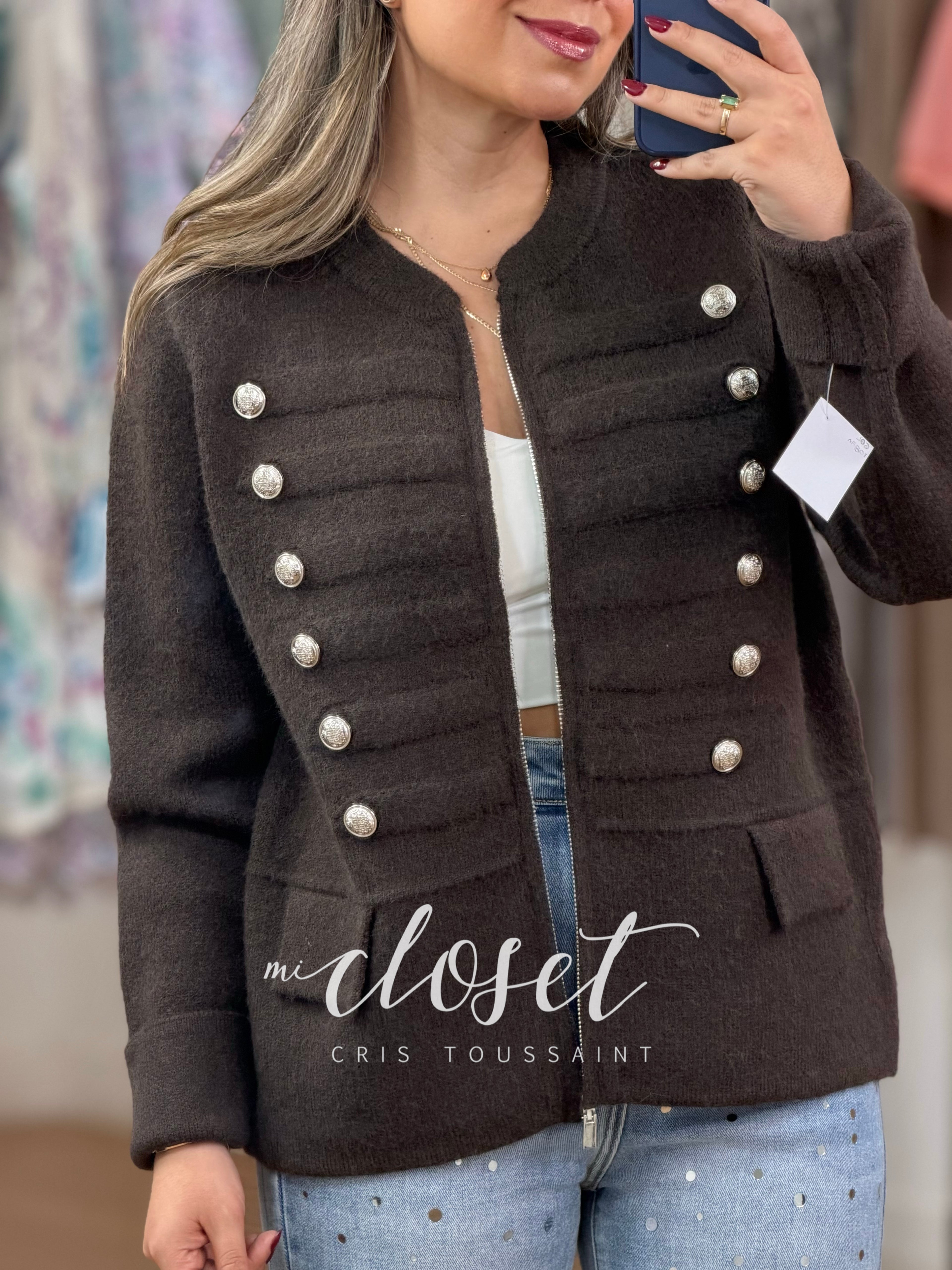 SWEATER SEMI GRUESO TIPO MILITAR, SÚPER SUAVE, CON CIERRE