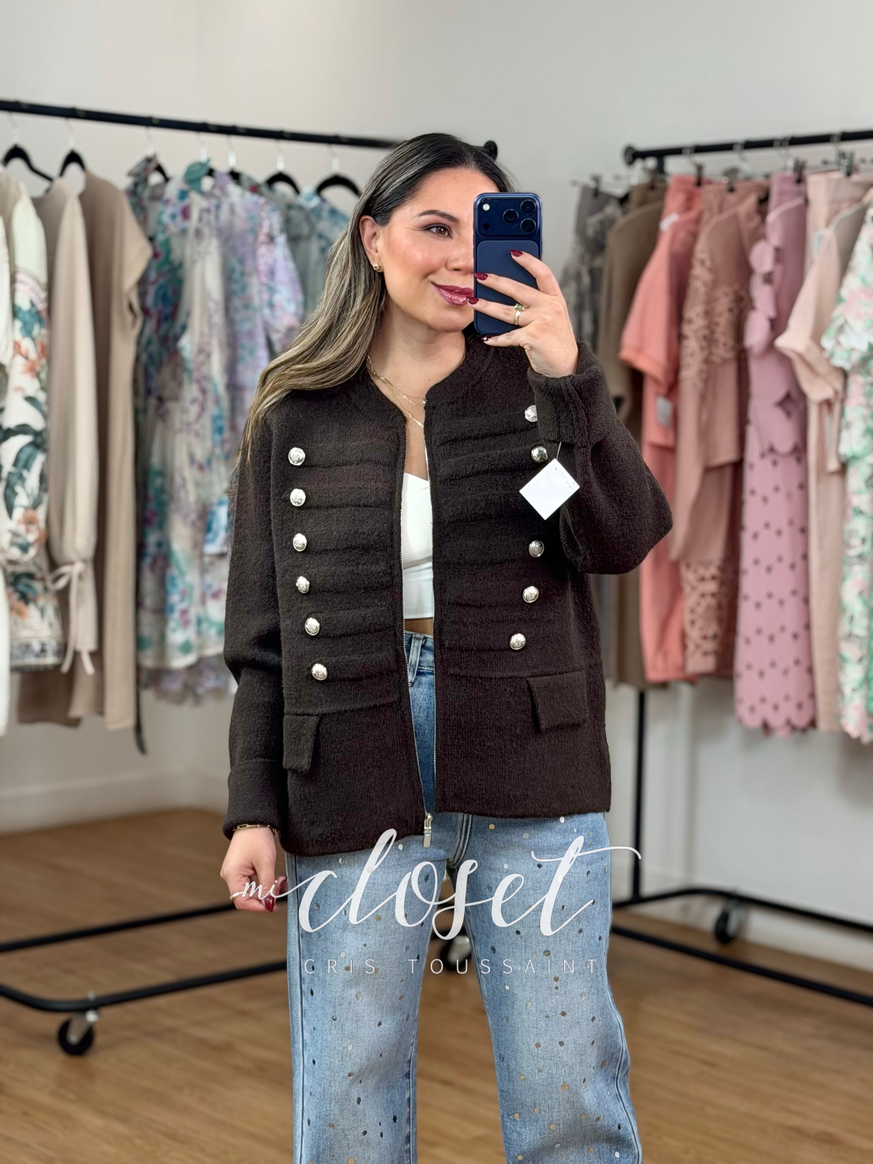 SWEATER SEMI GRUESO TIPO MILITAR, SÚPER SUAVE, CON CIERRE