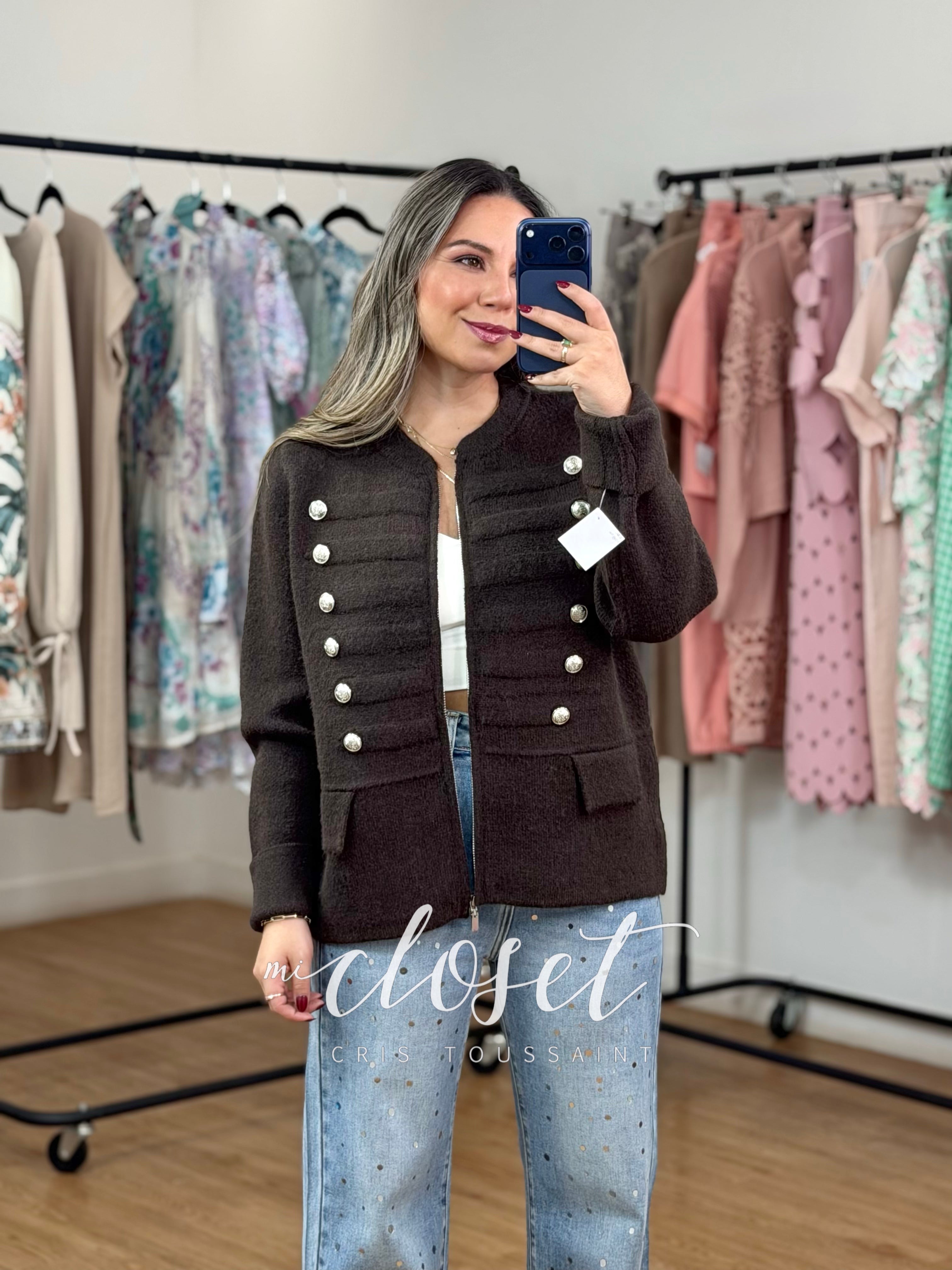 SWEATER SEMI GRUESO TIPO MILITAR, SÚPER SUAVE, CON CIERRE