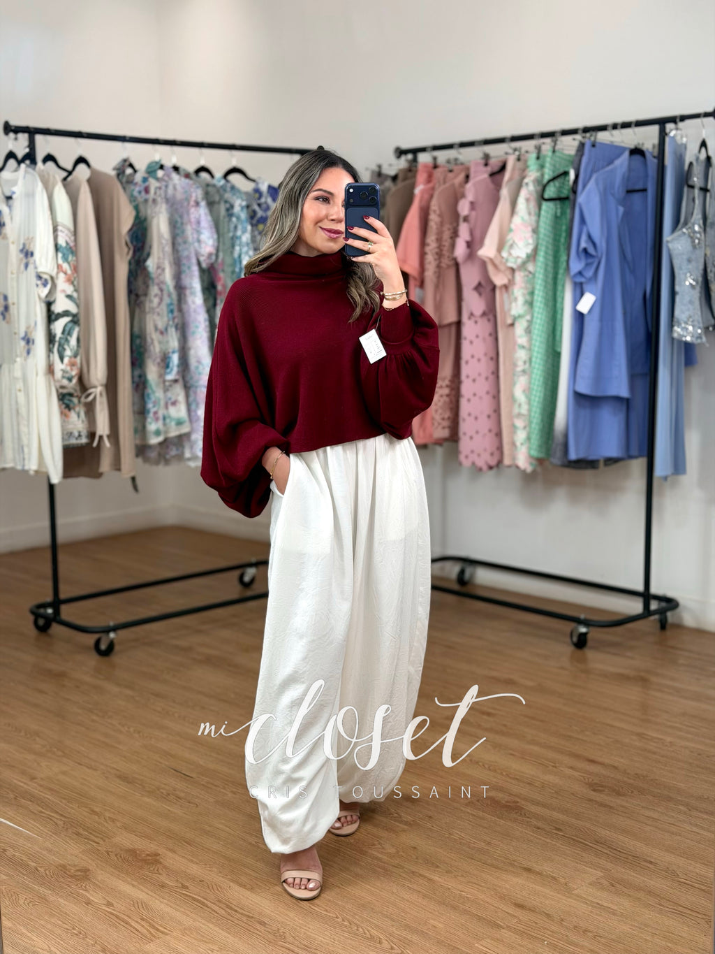 SWEATER DE PUNTO, CUELLO ALTO Y MANGA MURCIÉLAGO