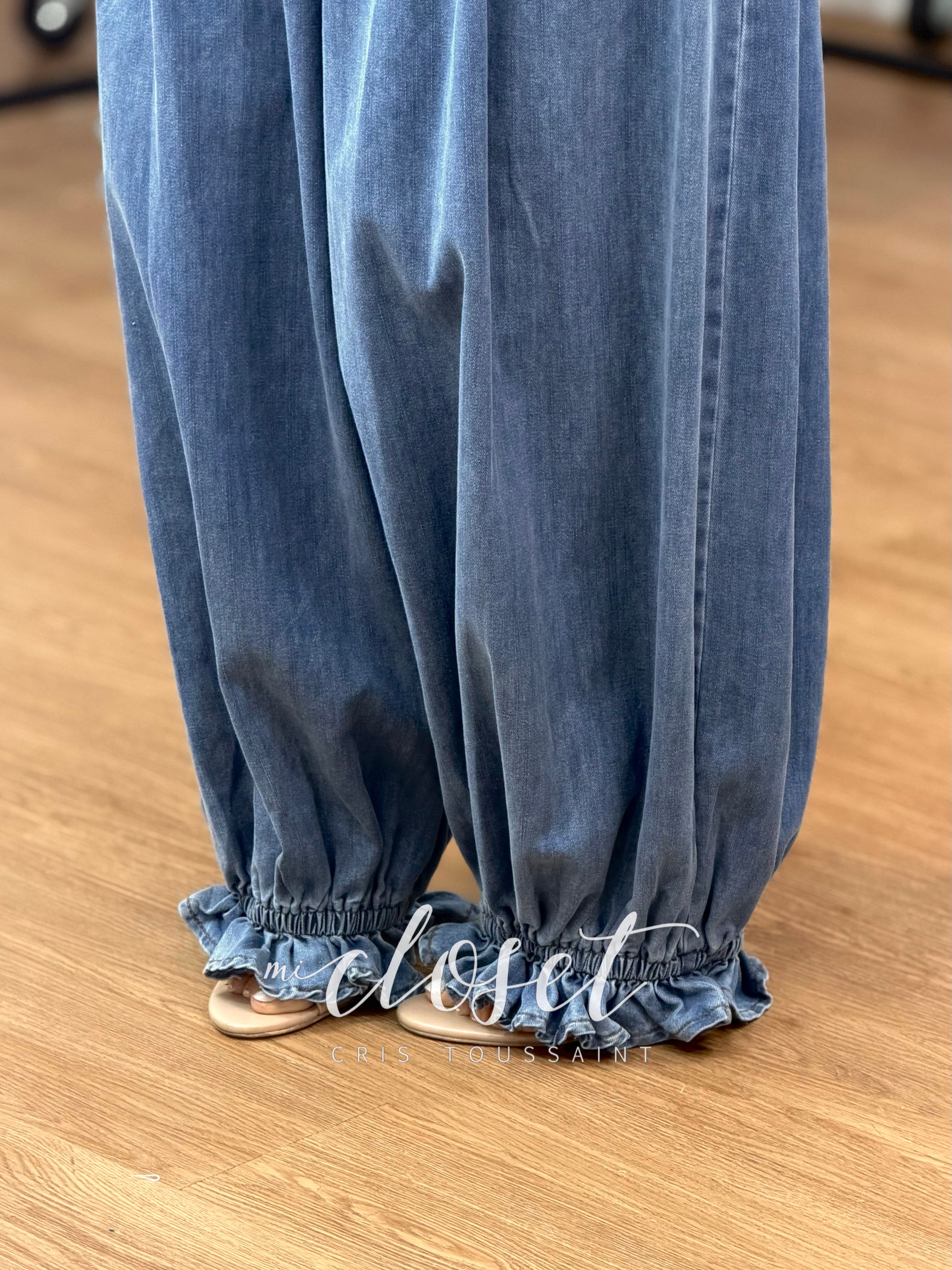 JOGGERS DE MEZCLILLA (SÚPER STRETCH) CON RESORTE EN TOBILLOS