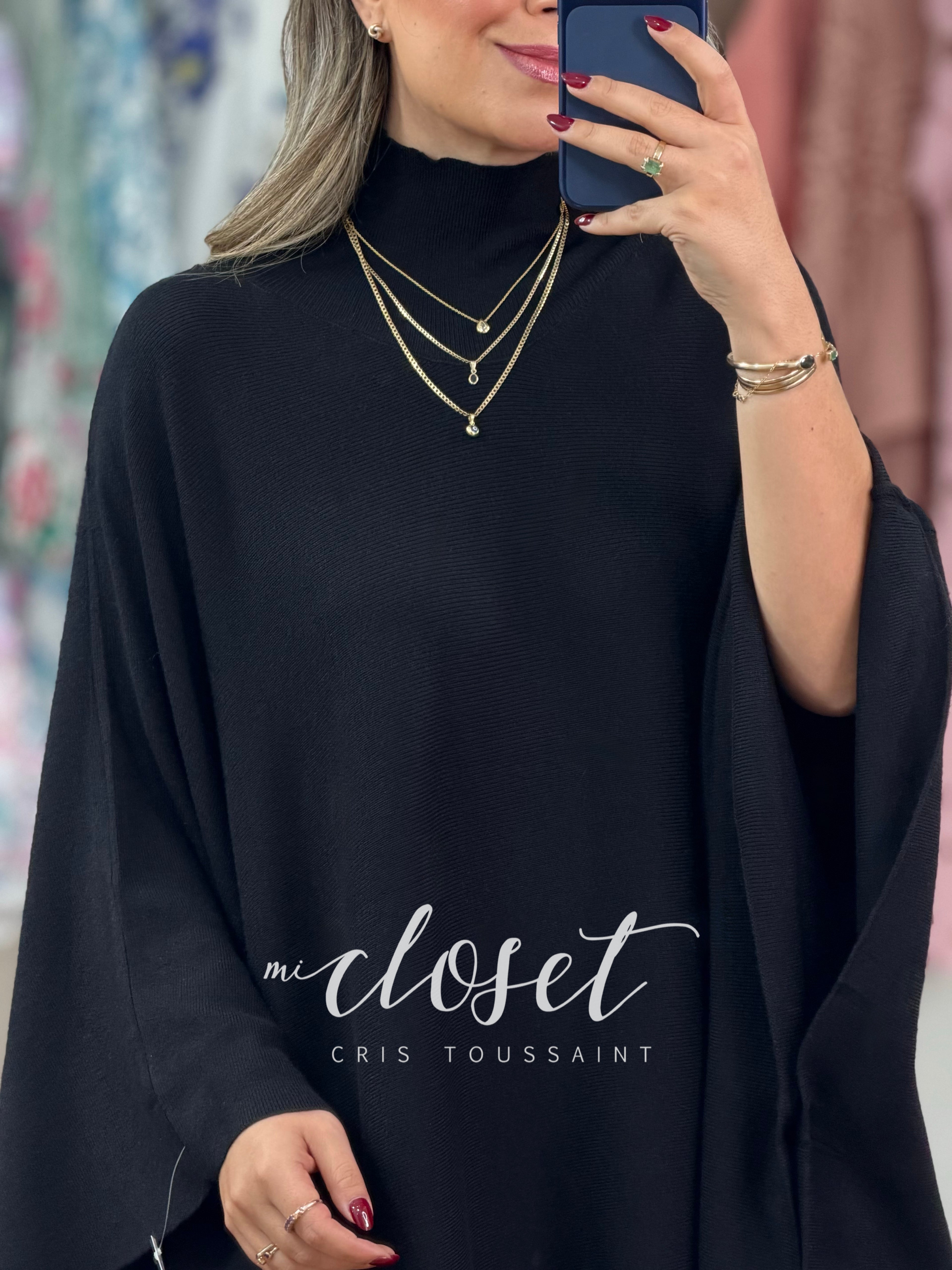 CONJUNTO DE PANTS Y SWEATER TIPO CAPA SÚPER AMPLIO, MANGA MURCIÉLAGO