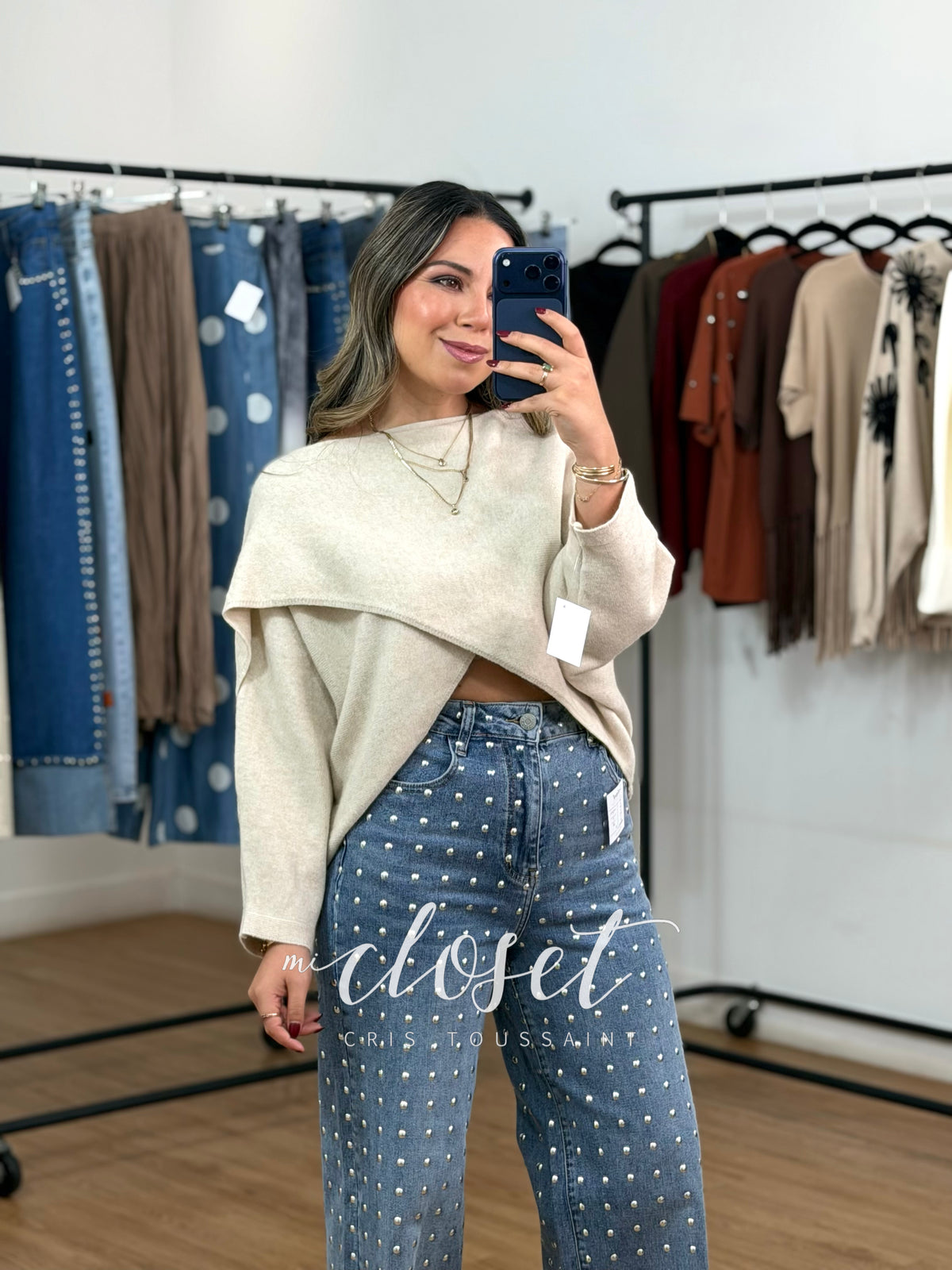 SWEATER CRUZADO, DOBLE VISTA, SÚPER SUAVE, MANGA MURCIÉLAGO
