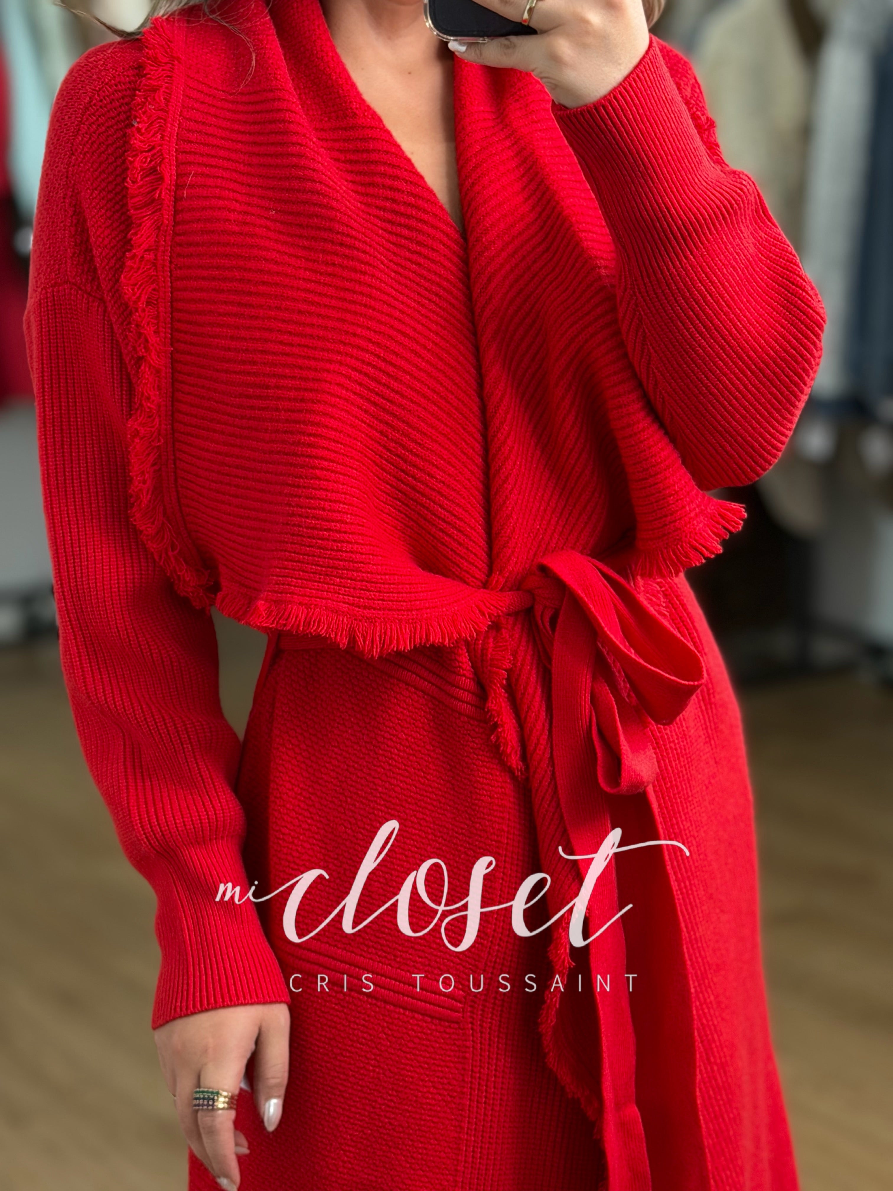 MAXI SWEATER CON CINTA AJUSTABLE, CON TEXTURA, GRUESO