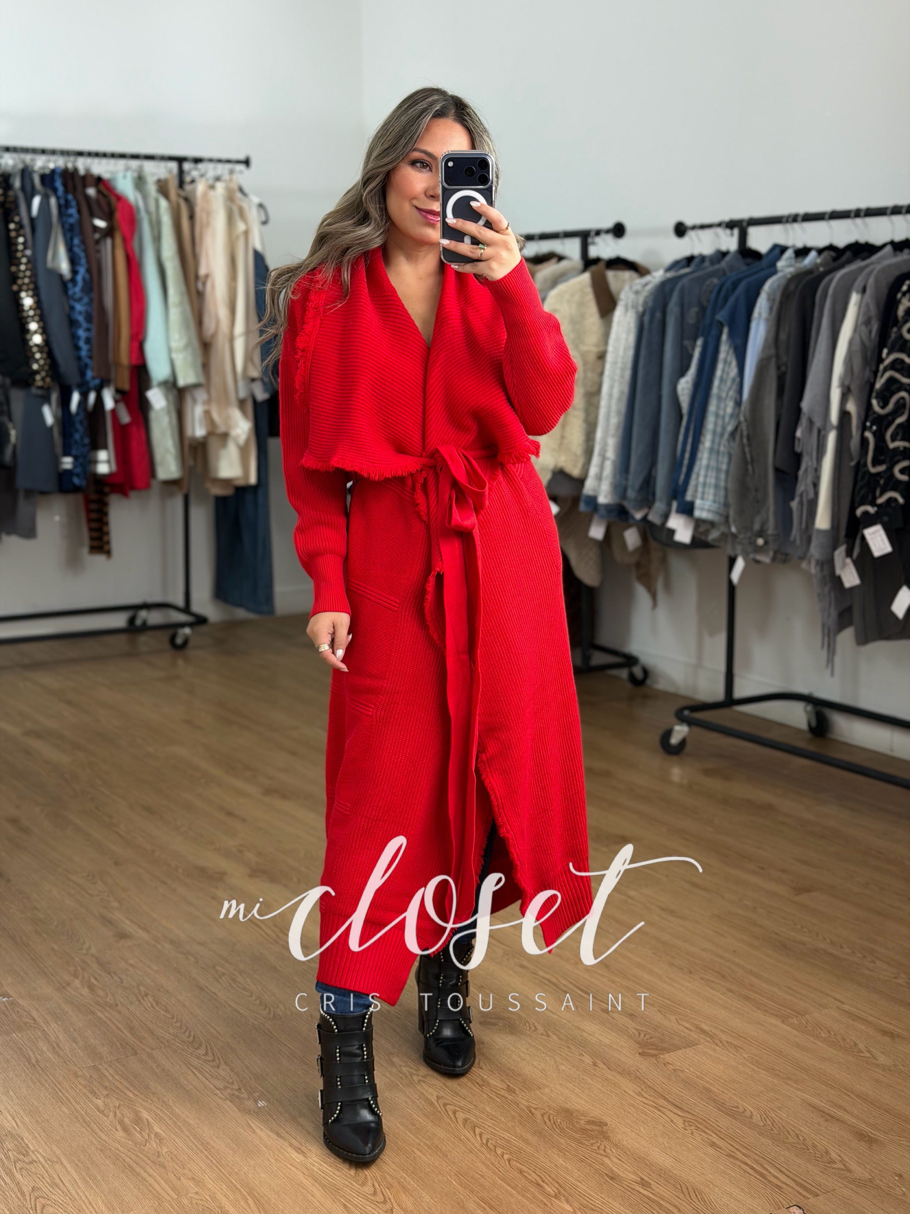MAXI SWEATER CON CINTA AJUSTABLE, CON TEXTURA, GRUESO