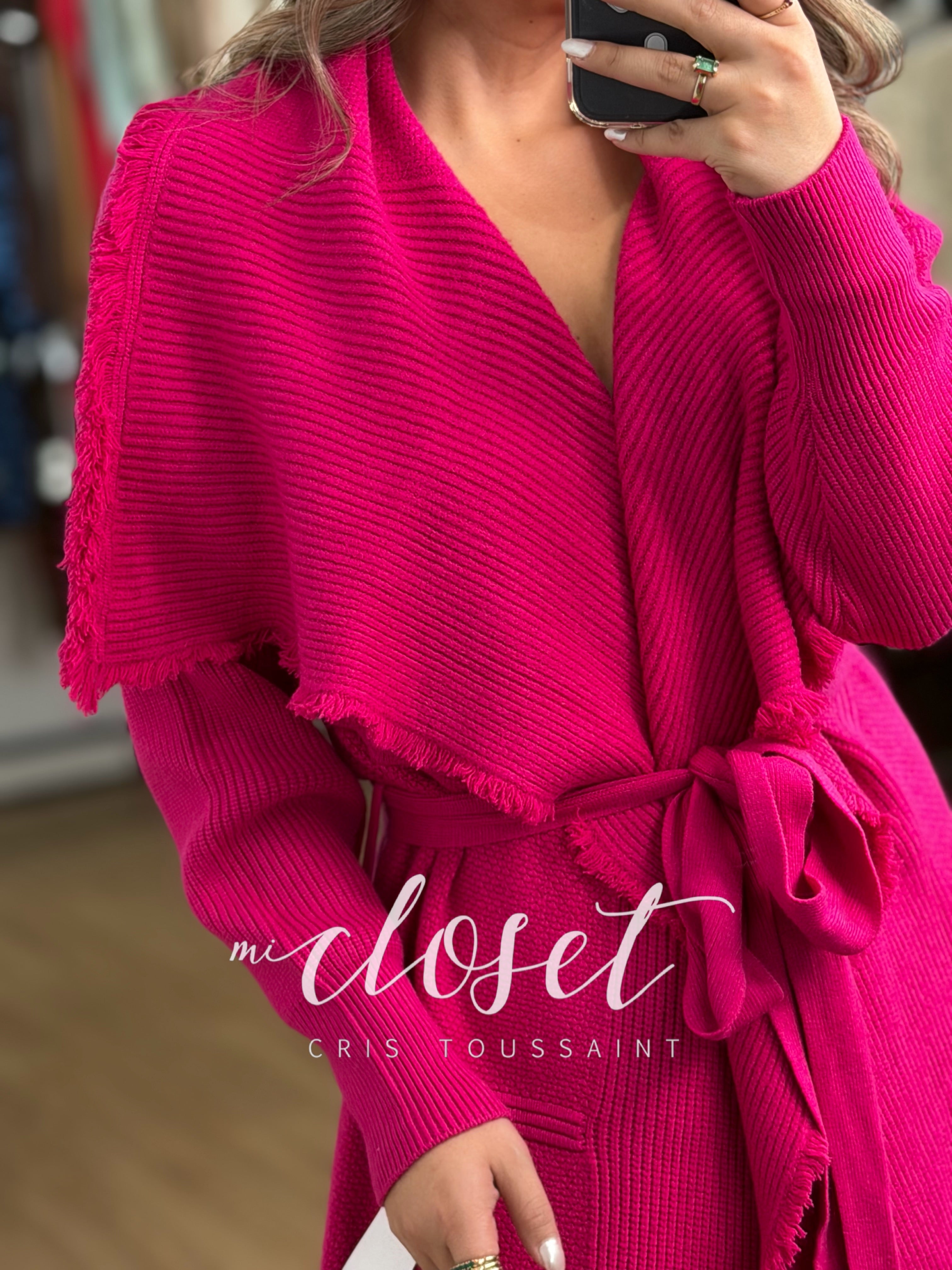 MAXI SWEATER CON CINTA AJUSTABLE, CON TEXTURA, GRUESO