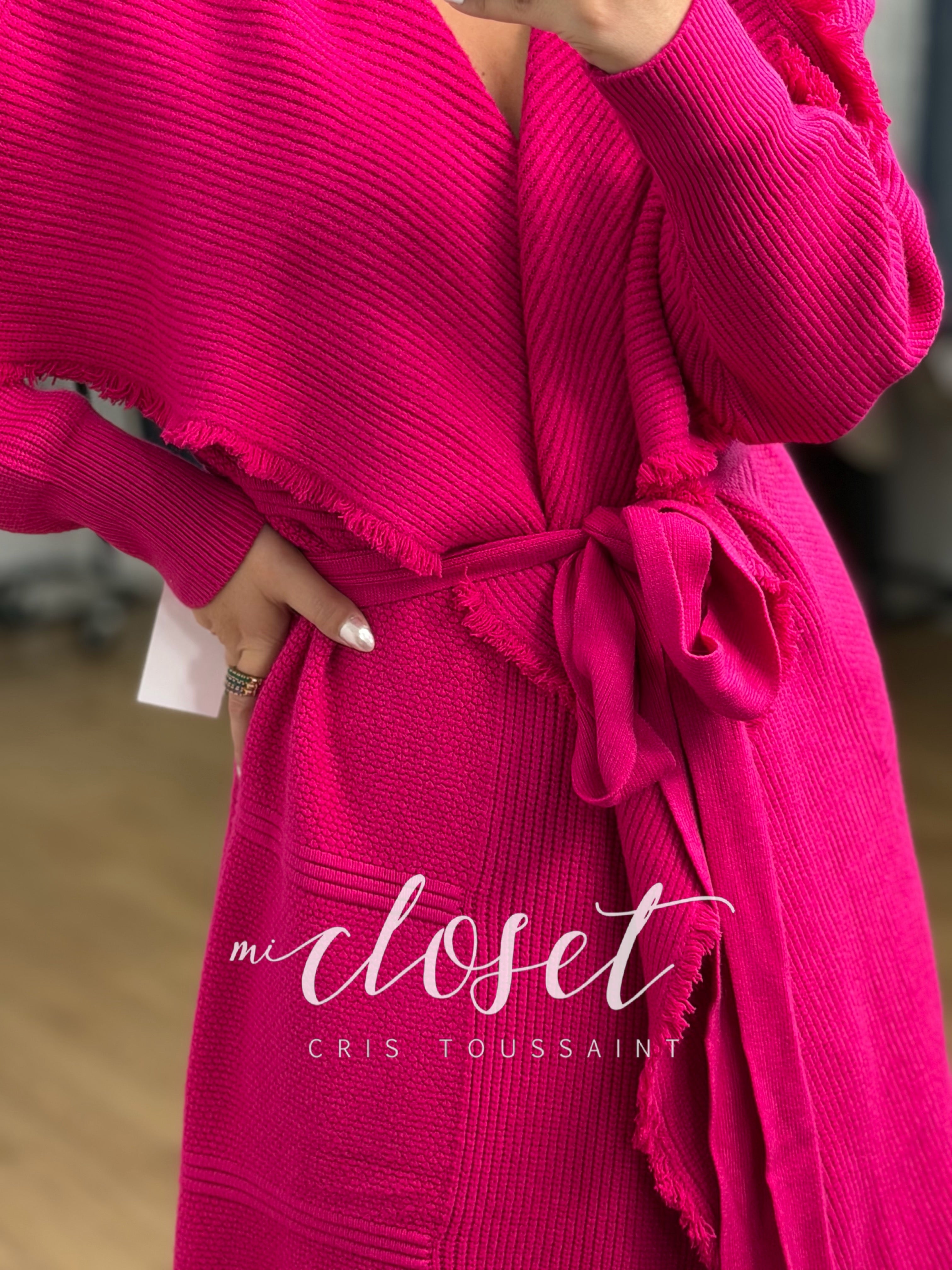 MAXI SWEATER CON CINTA AJUSTABLE, CON TEXTURA, GRUESO