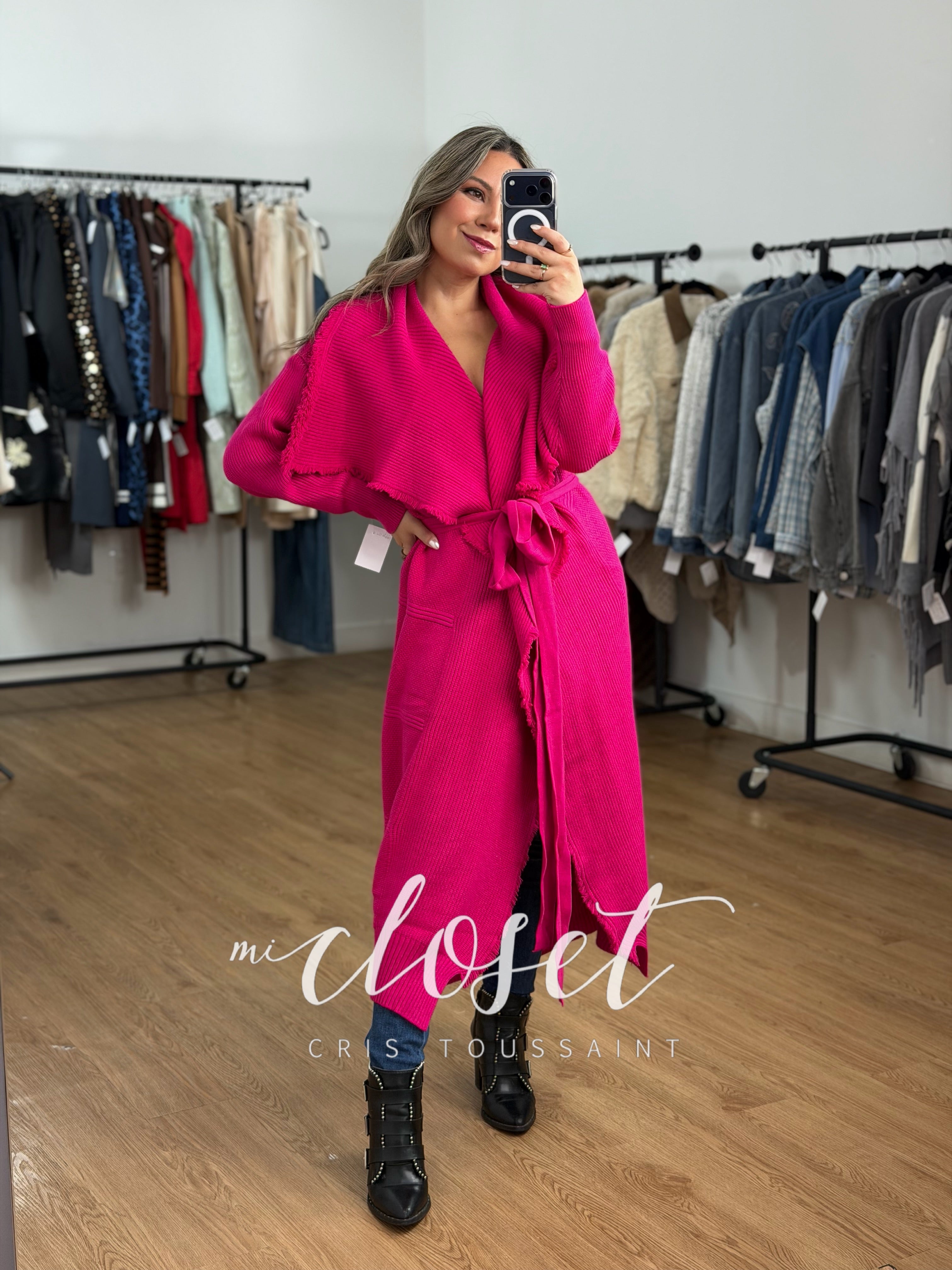 MAXI SWEATER CON CINTA AJUSTABLE, CON TEXTURA, GRUESO