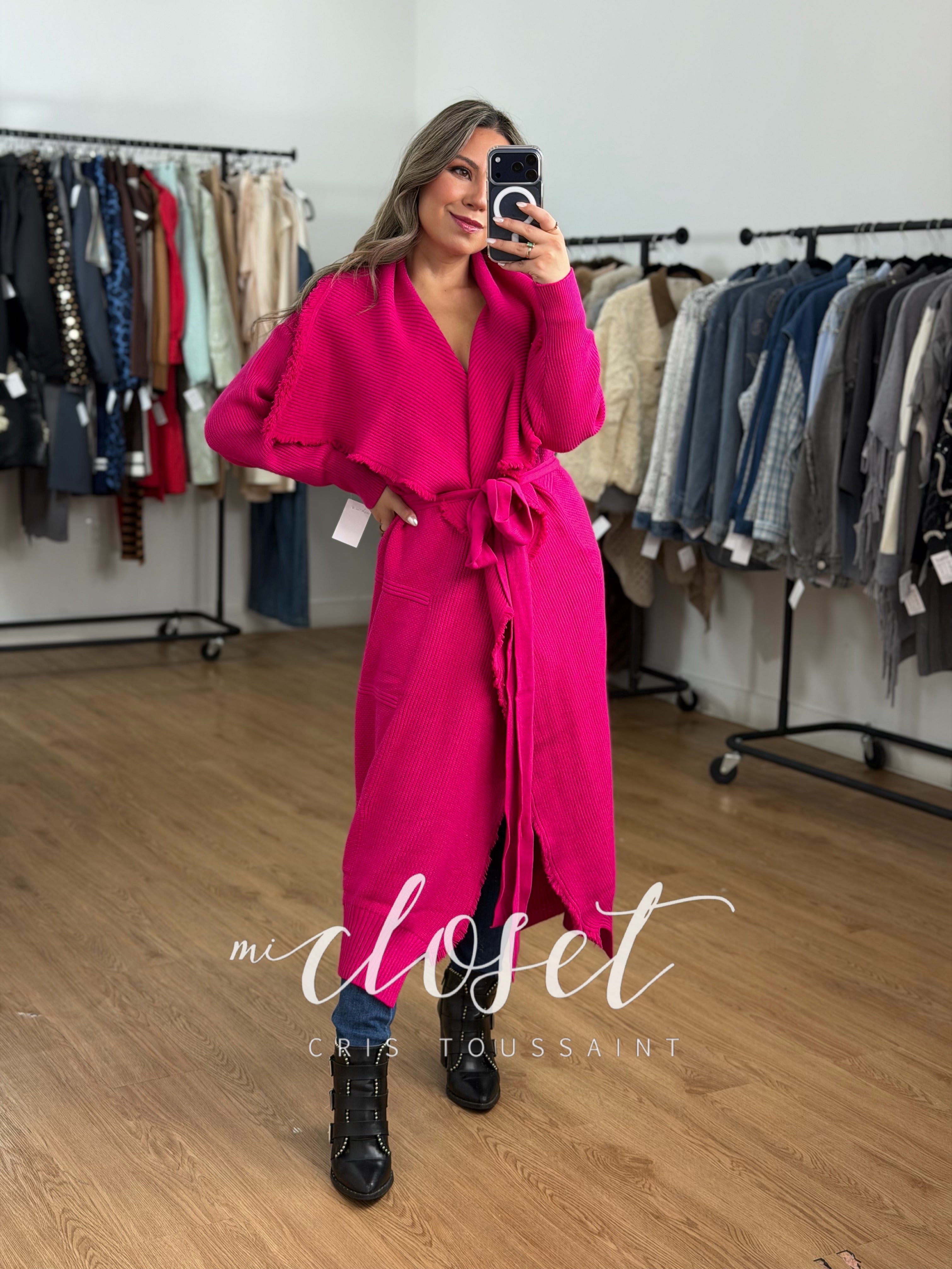 MAXI SWEATER CON CINTA AJUSTABLE, CON TEXTURA, GRUESO