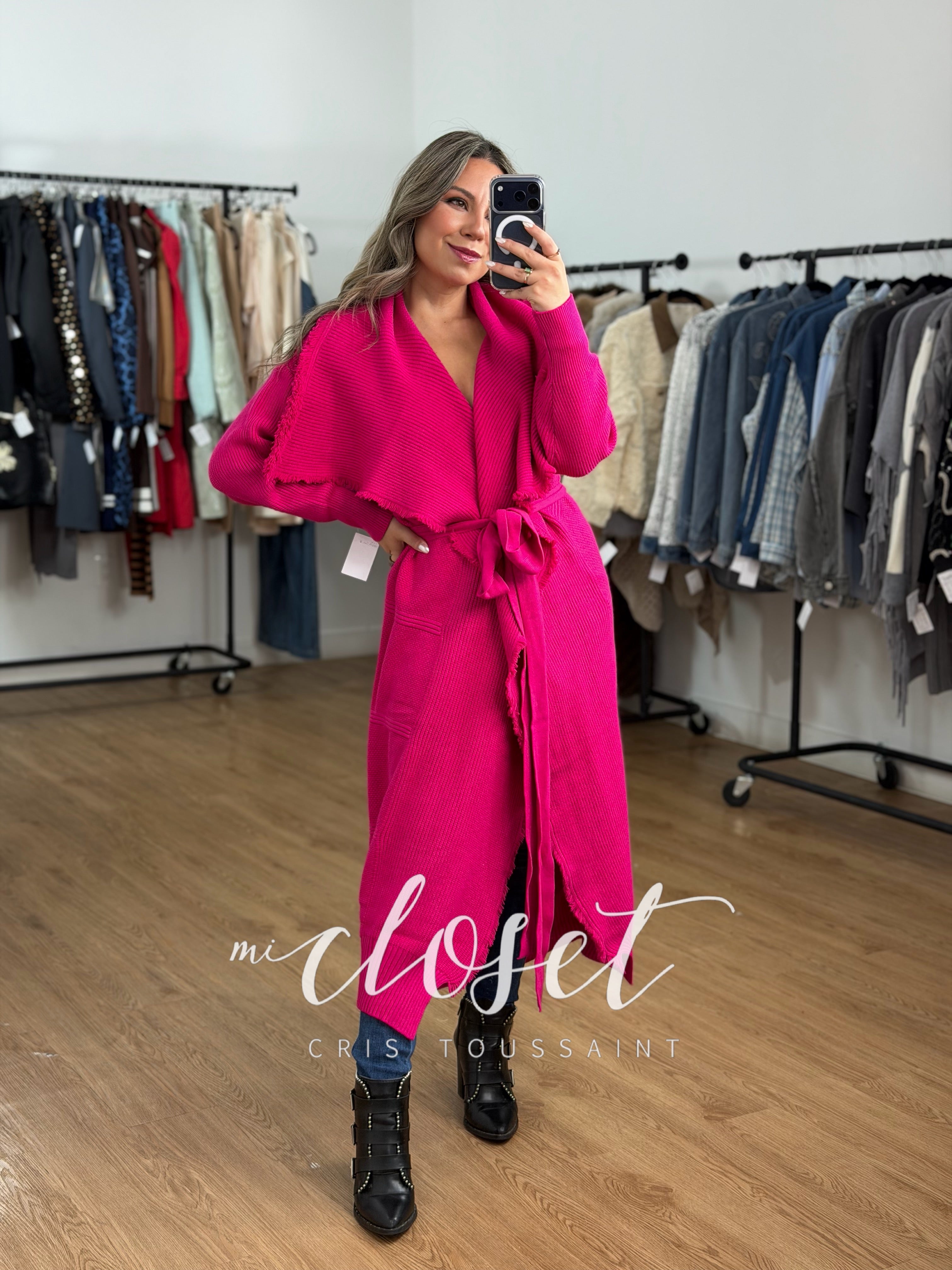 MAXI SWEATER CON CINTA AJUSTABLE, CON TEXTURA, GRUESO