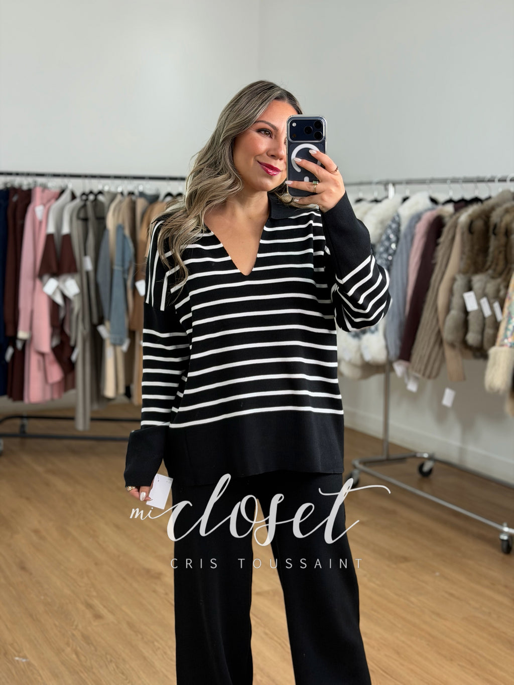 CONJUNTO CUELLO V CON TEXTURA