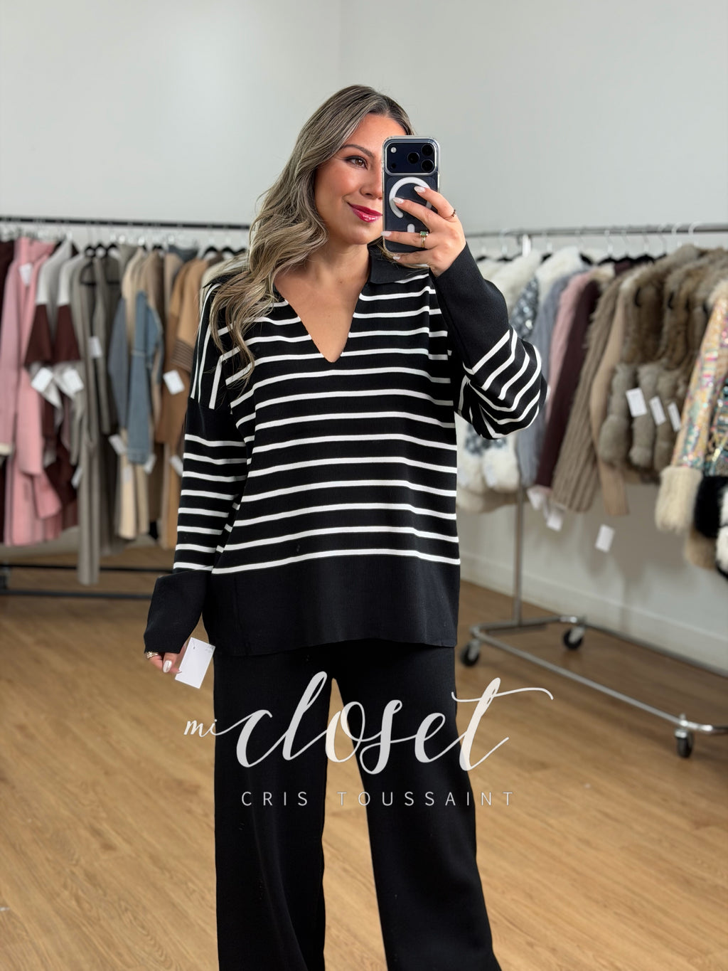 CONJUNTO CUELLO V CON TEXTURA