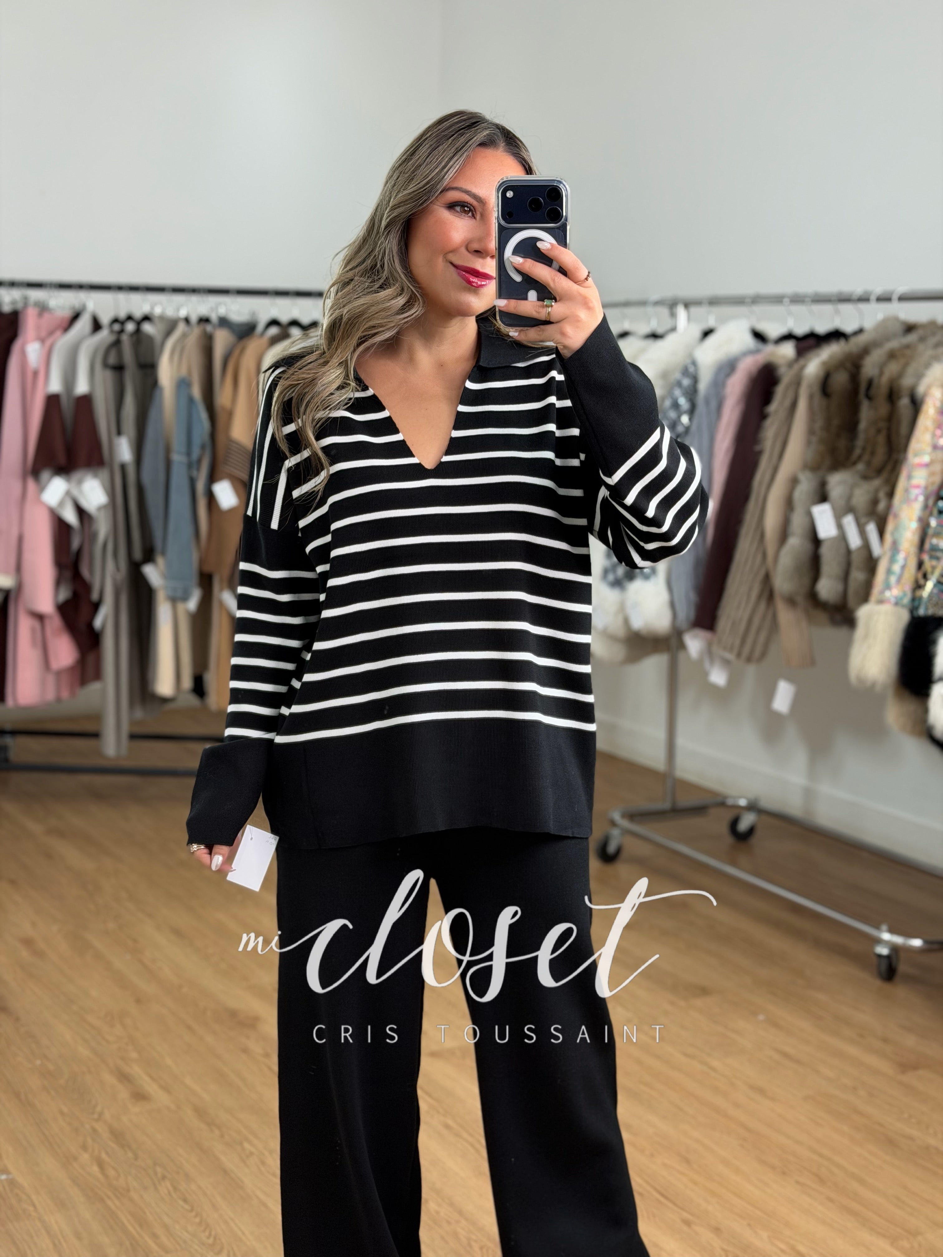 CONJUNTO CUELLO V CON TEXTURA