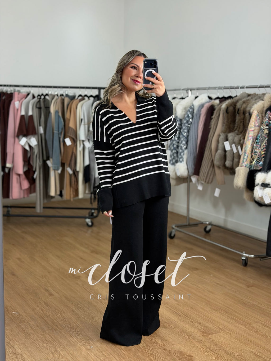 CONJUNTO CUELLO V CON TEXTURA