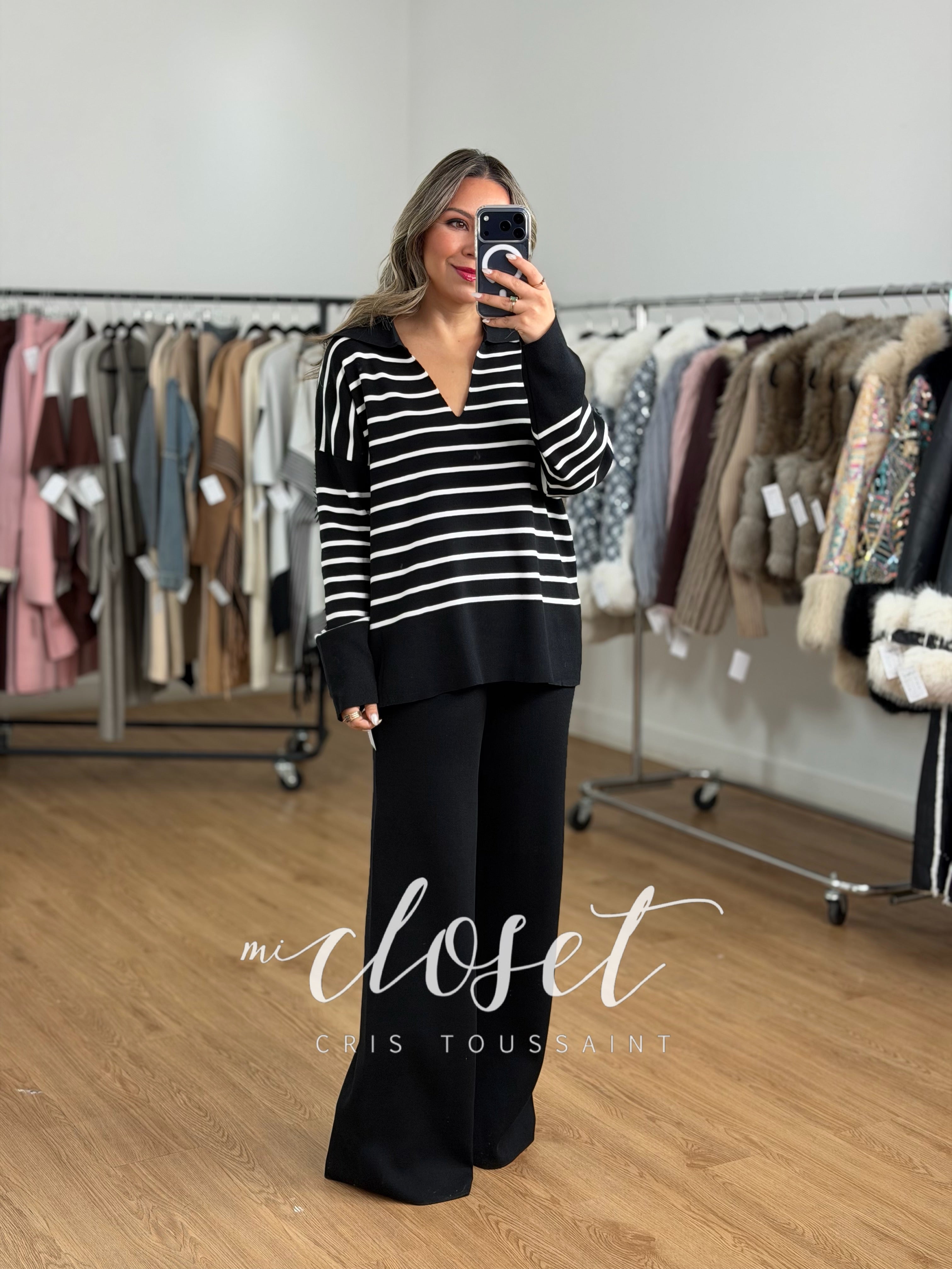 CONJUNTO CUELLO V CON TEXTURA