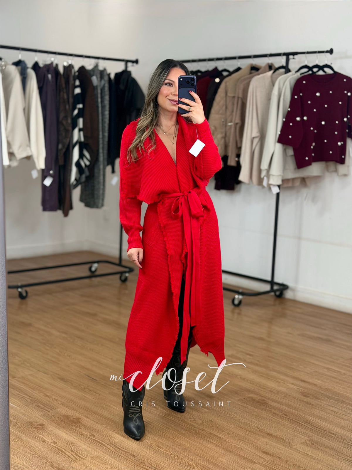 MAXI SWEATER CON CINTA AJUSTABLE, SÚPER SUAVE, CON TEXTURA, GRUESO