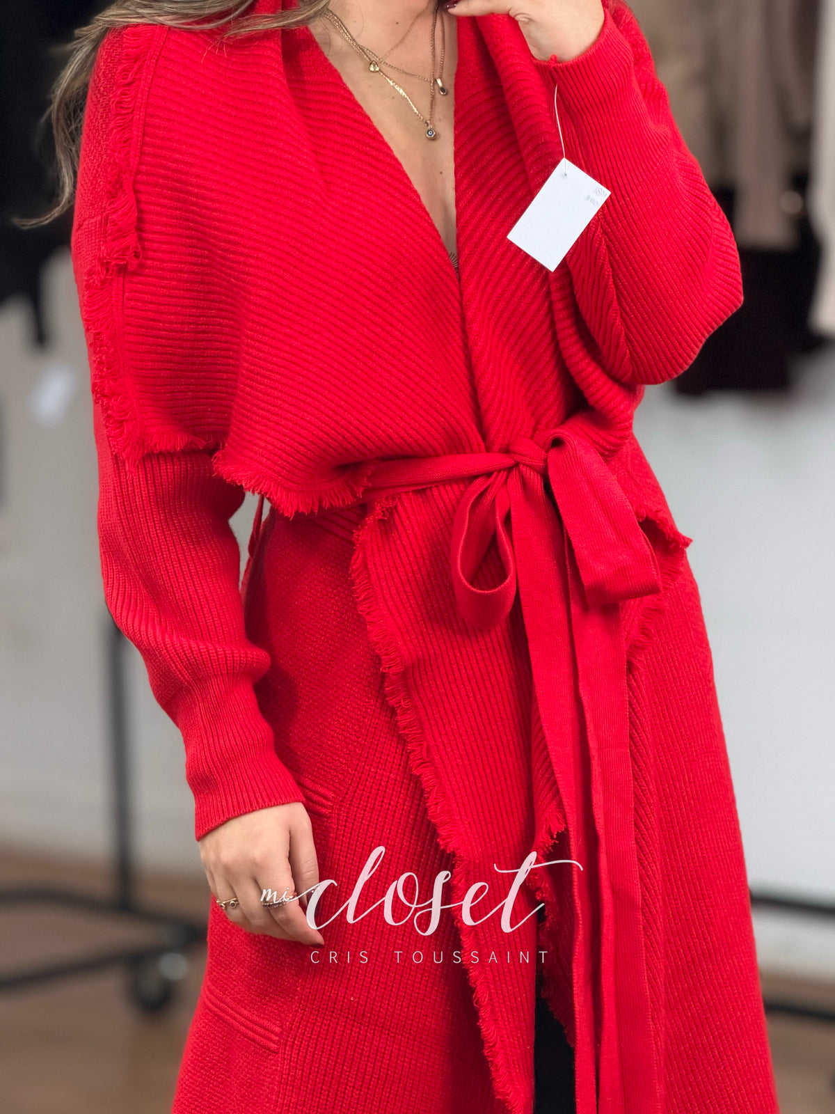 MAXI SWEATER CON CINTA AJUSTABLE, SÚPER SUAVE, CON TEXTURA, GRUESO