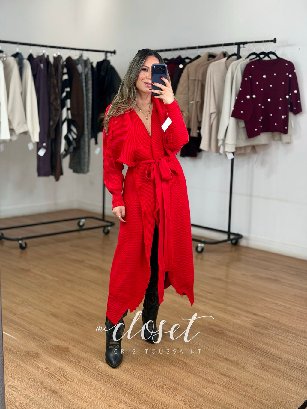 MAXI SWEATER CON CINTA AJUSTABLE, SÚPER SUAVE, CON TEXTURA, GRUESO