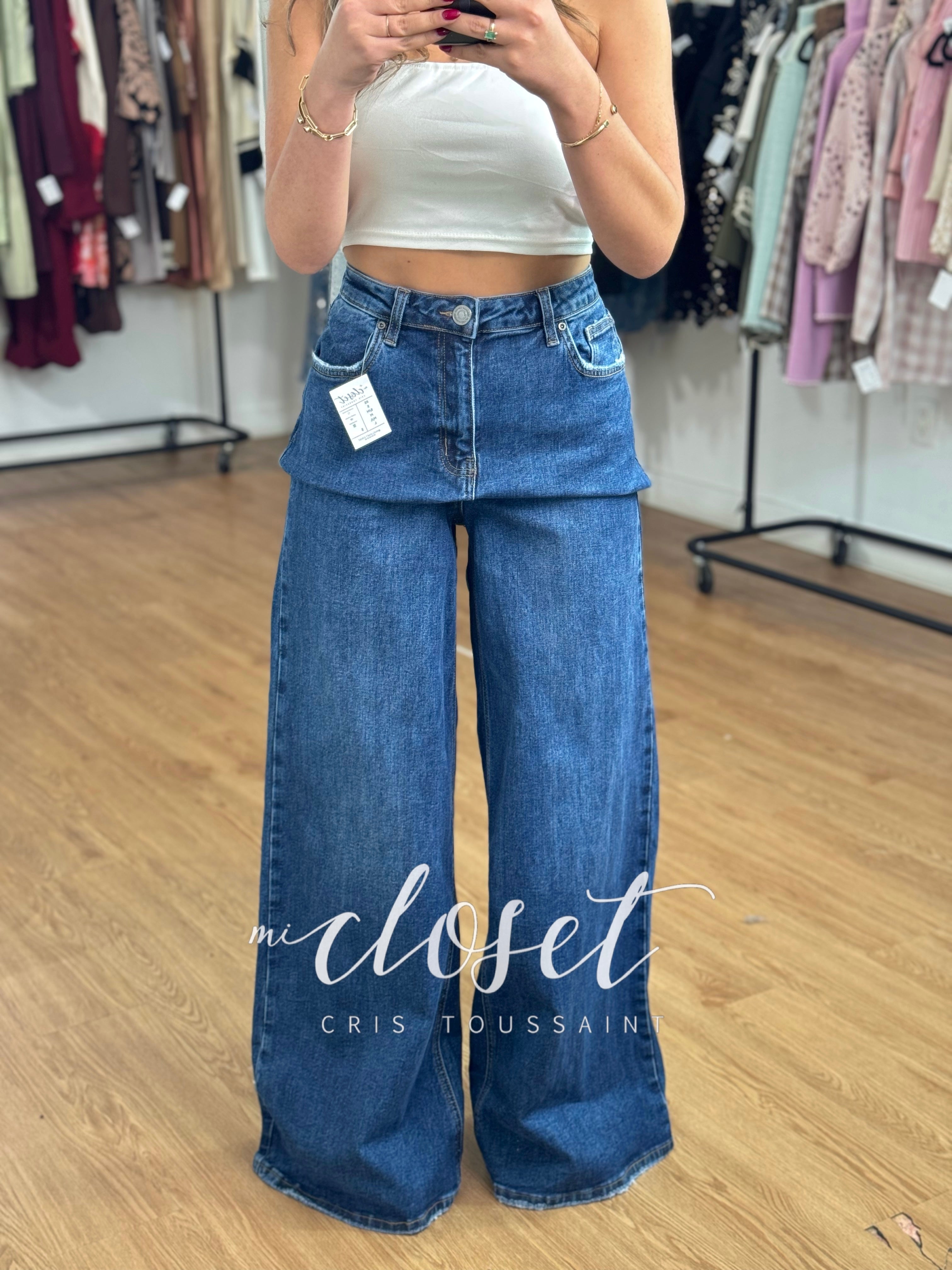 PANTALÓN DE MEZCLILLA WIDE LEG SÚPER STRETCH