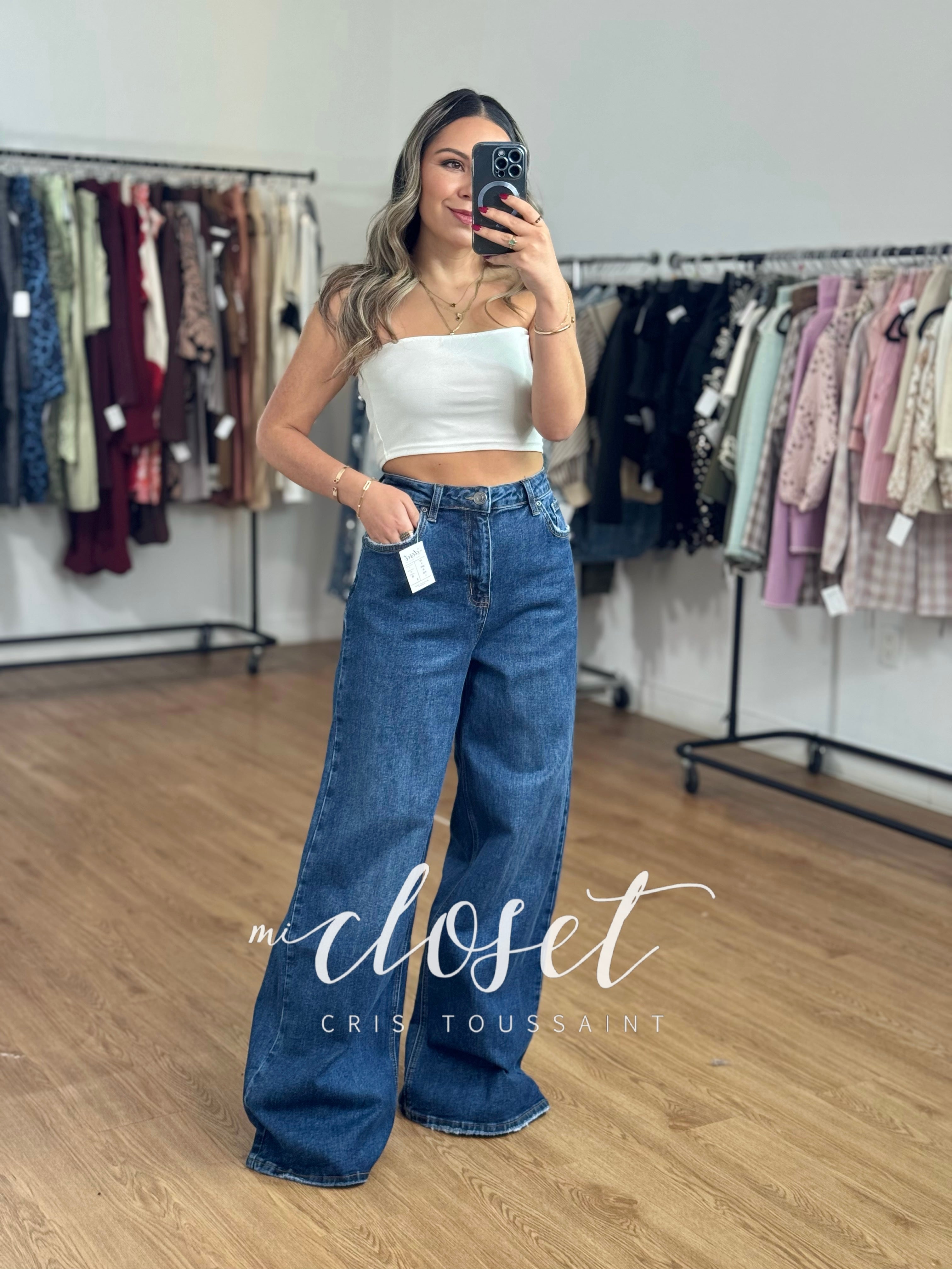 PANTALÓN DE MEZCLILLA WIDE LEG SÚPER STRETCH