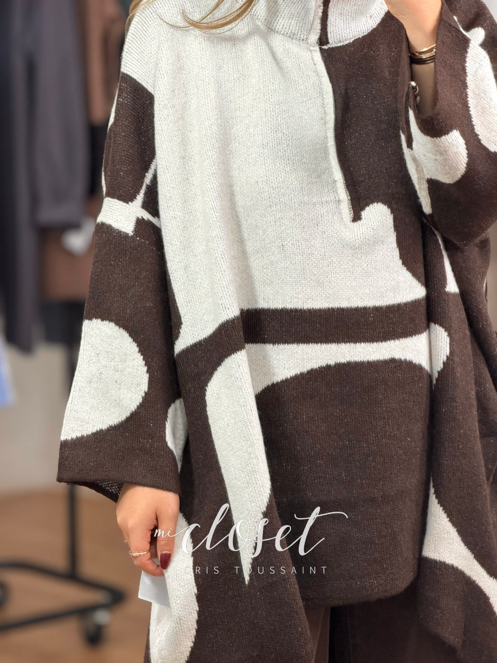 SWEATER OVERSIZED SEMI GRUESO CON MANGA 3/4