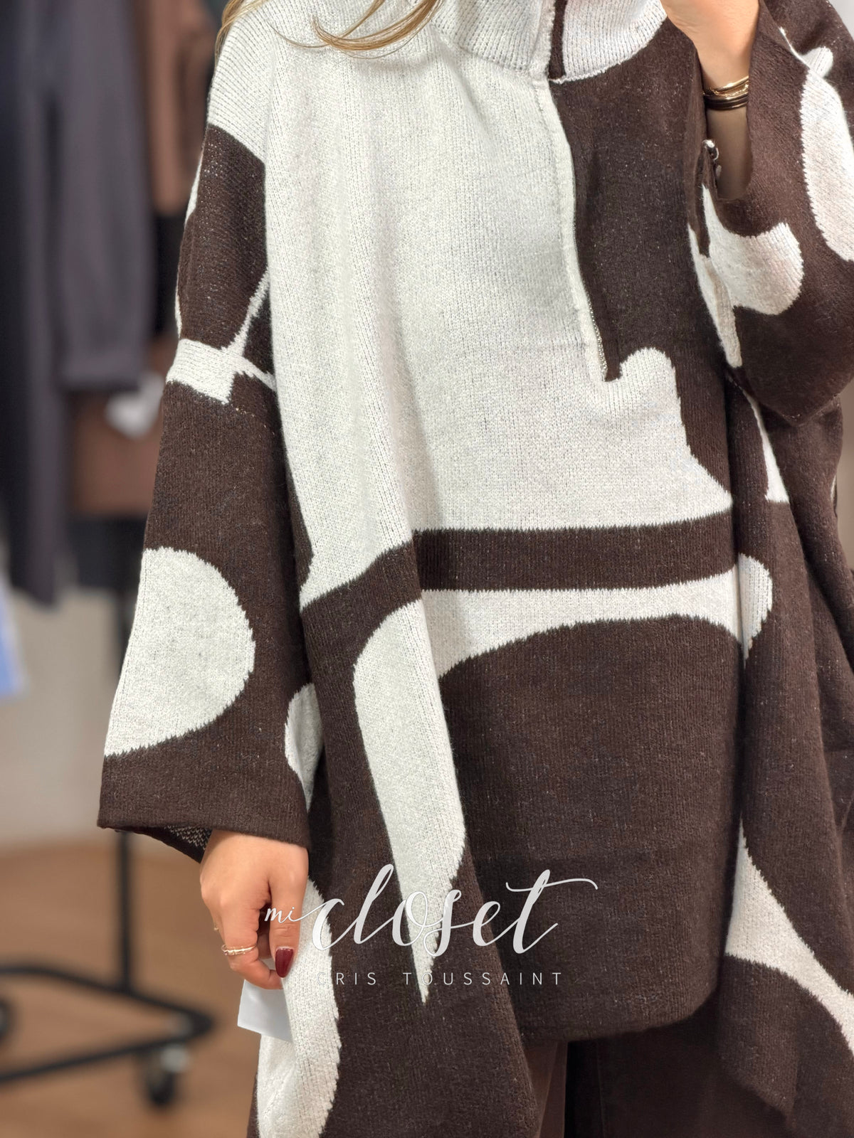 SWEATER OVERSIZED SEMI GRUESO CON MANGA 3/4