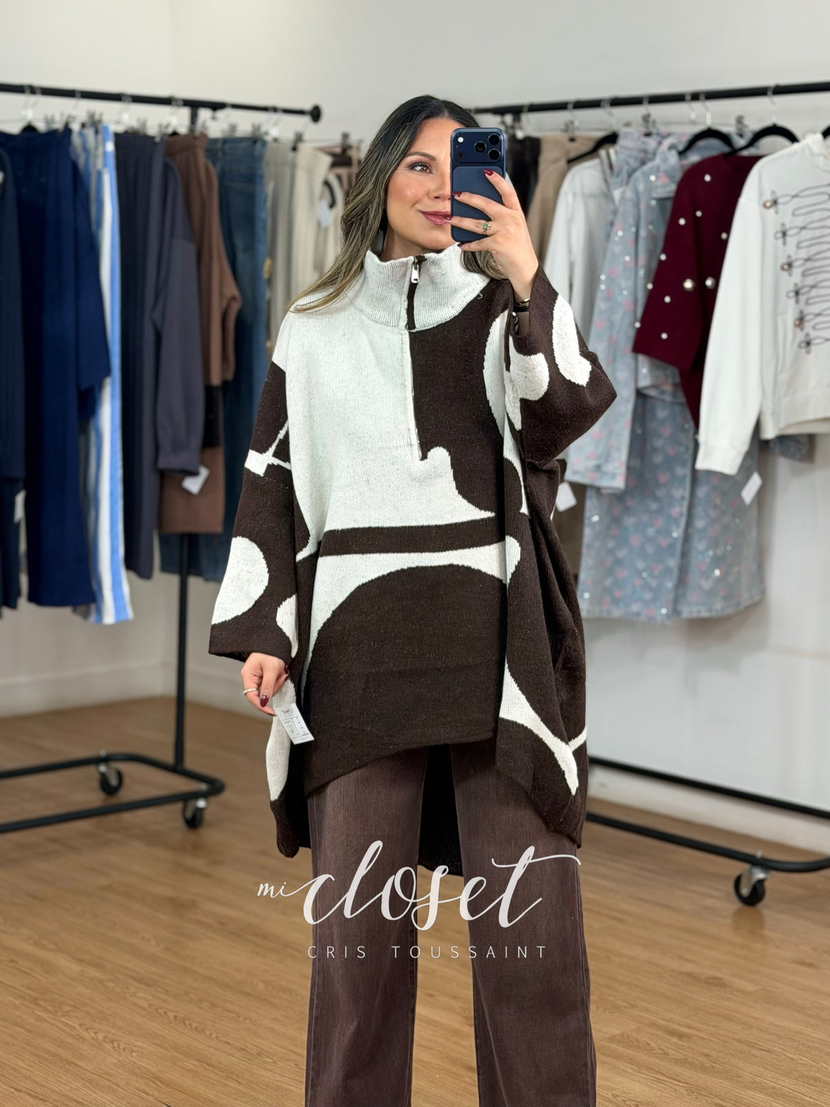 SWEATER OVERSIZED SEMI GRUESO CON MANGA 3/4