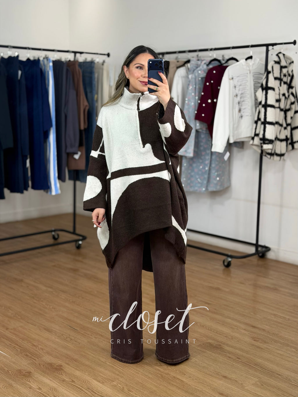SWEATER OVERSIZED SEMI GRUESO CON MANGA 3/4